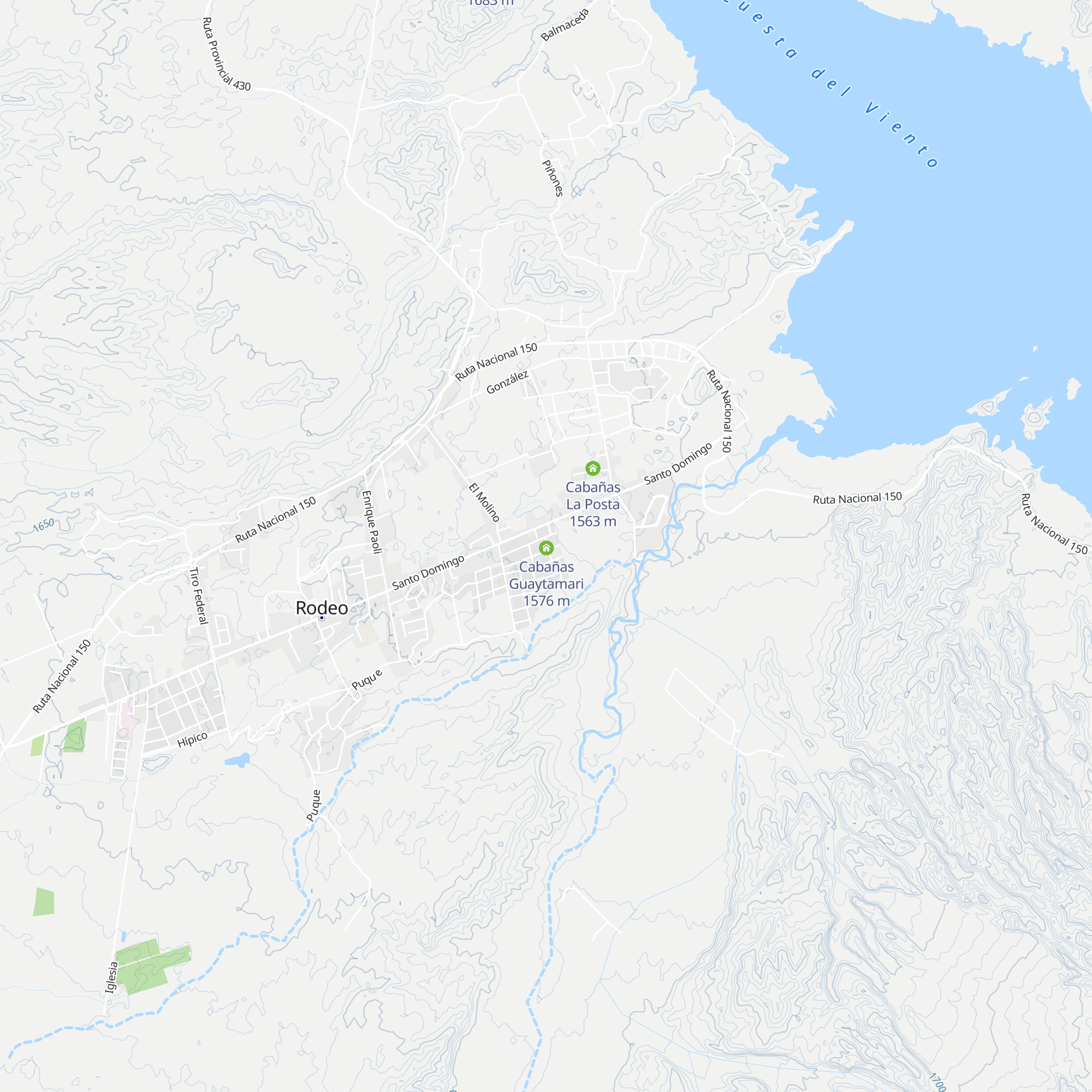 Cabañas Cuesta del Viento map