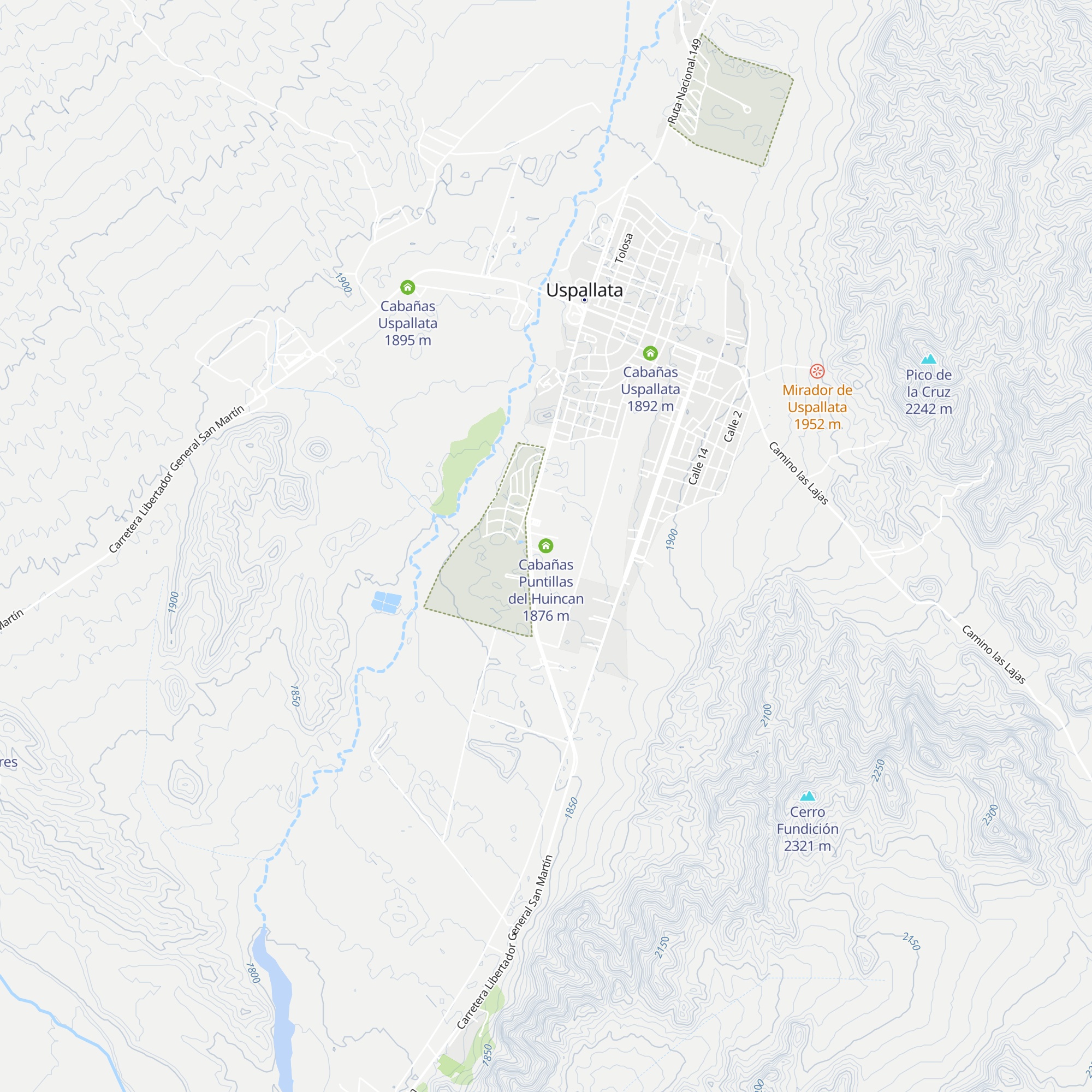 Cabañas Puntillas del Huincan map