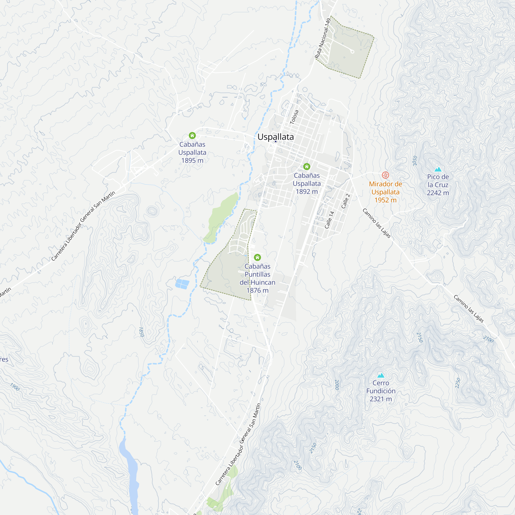 Cabañas Puntillas del Huincan map