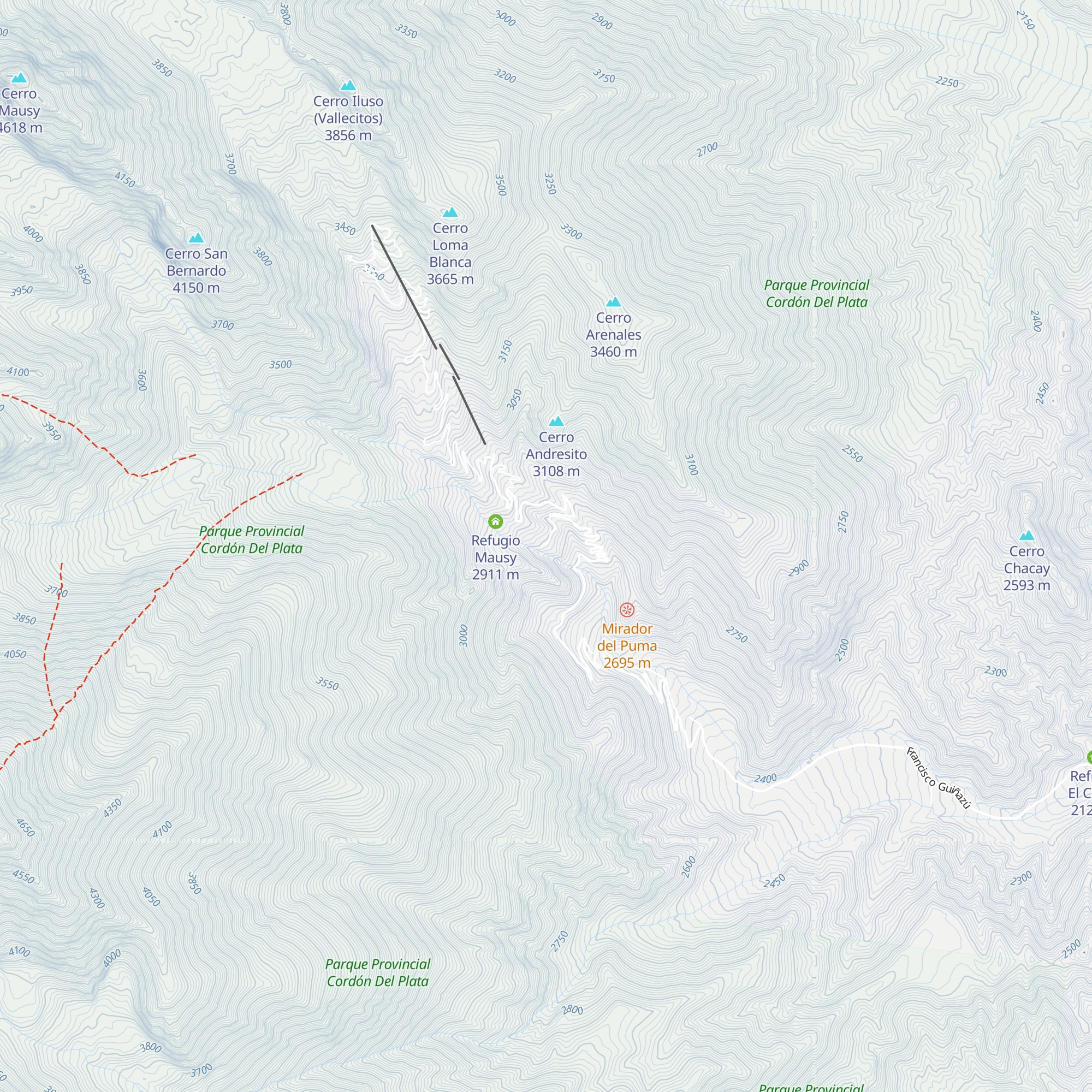 Refugio San Bernardo map