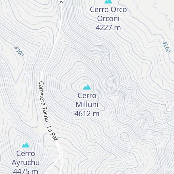Map of Cerro Milluni