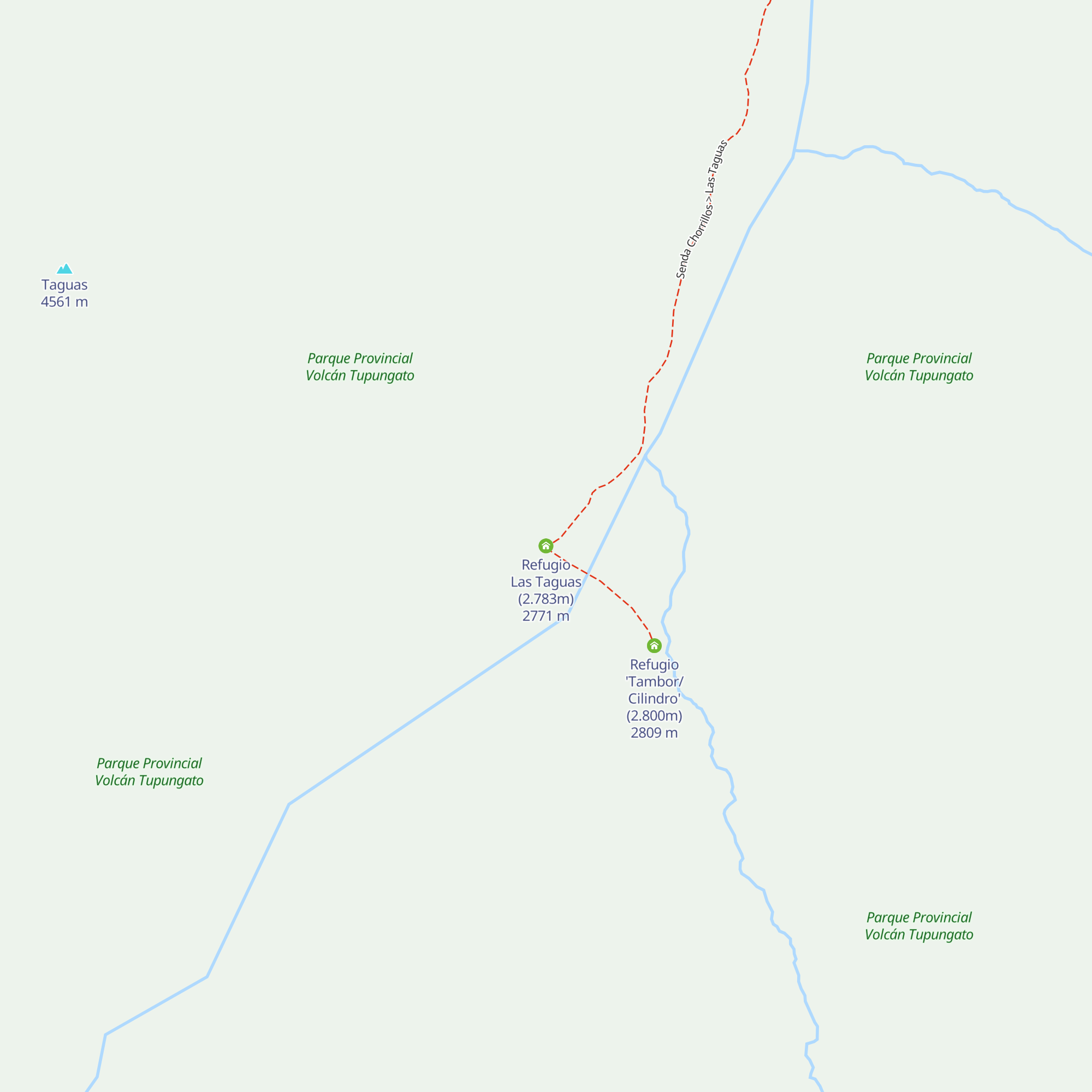 Refugio Las Taguas (2.783m) map