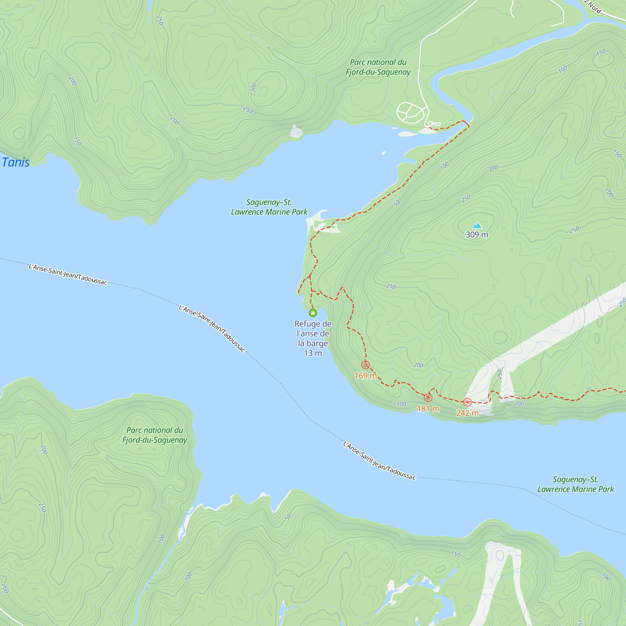 Refuge de l'anse de la barge map