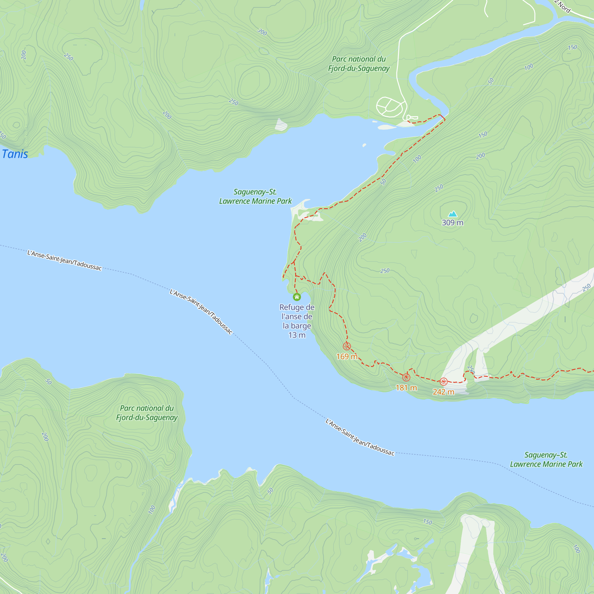Refuge de l'anse de la barge map