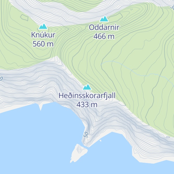 Map of Heðinsskorarfjall