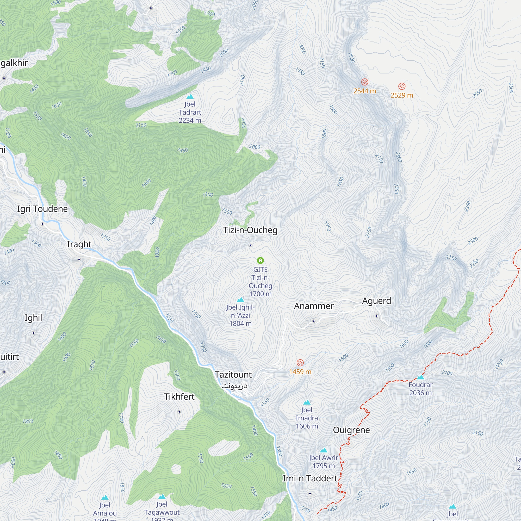 GITE Tizi-n-Oucheg map