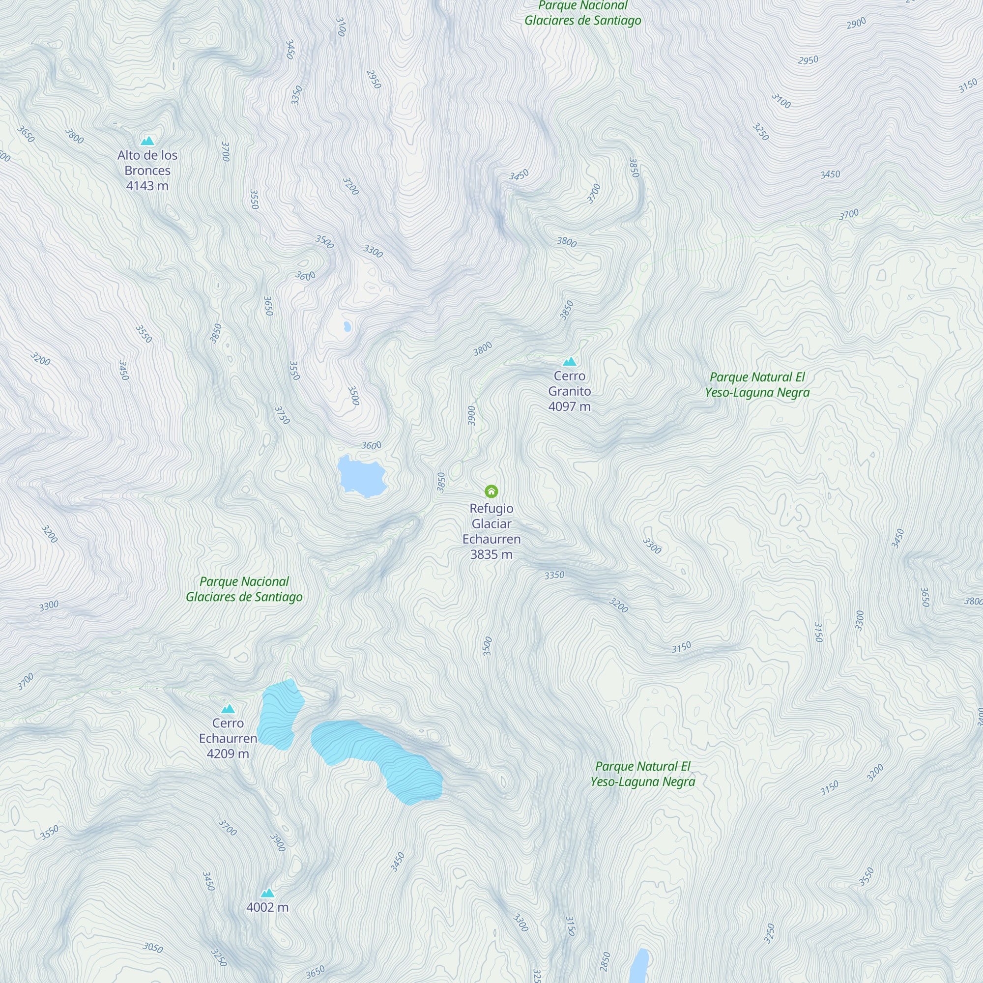 Refugio Glaciar Echaurren map