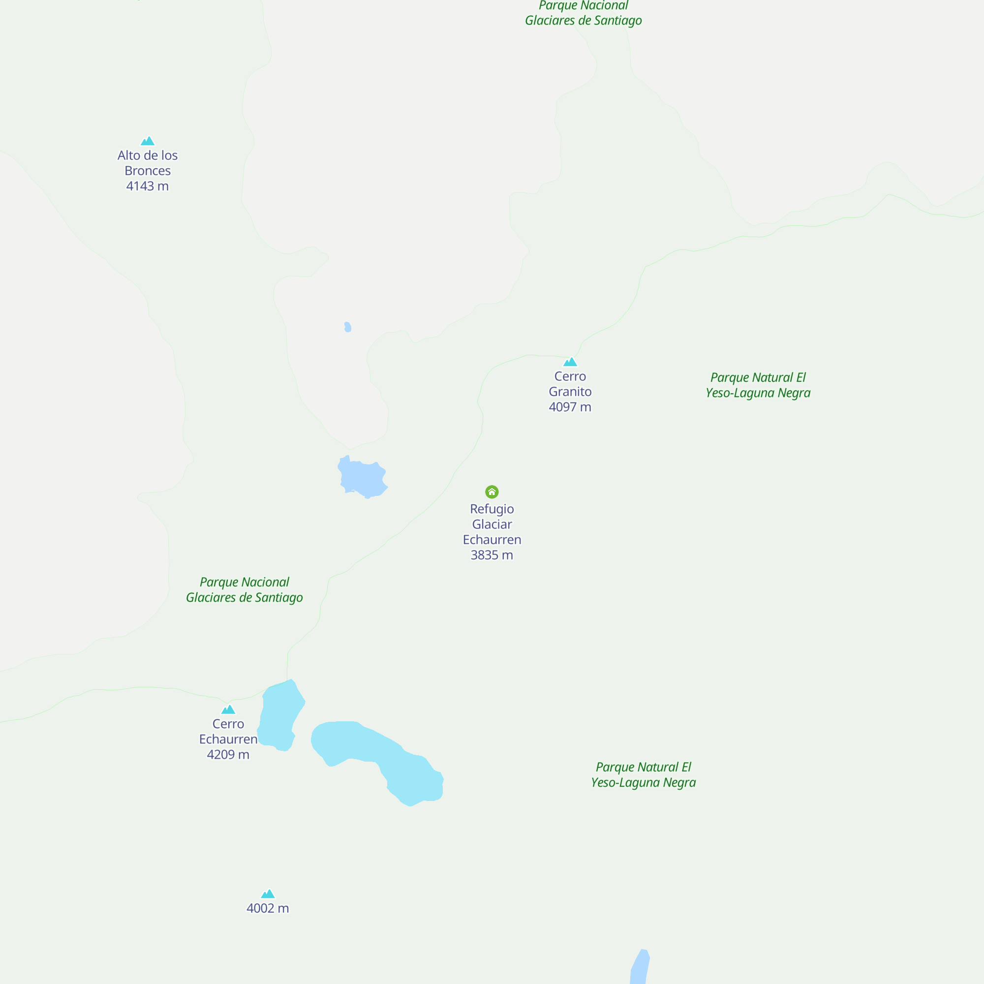 Refugio Glaciar Echaurren map