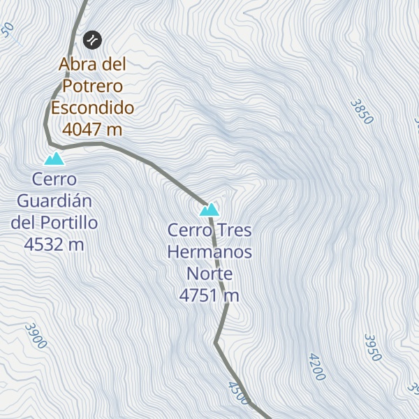 Map of Cerro Tres Hermanos Norte