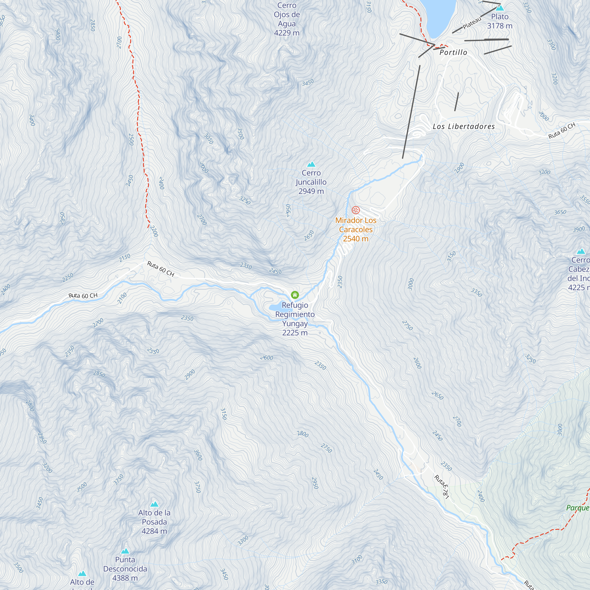 Refugio Regimiento Yungay map