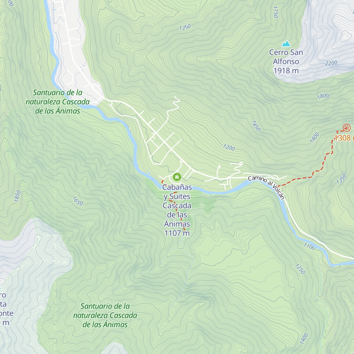Cabañas y Suites Cascada de las Ánimas map