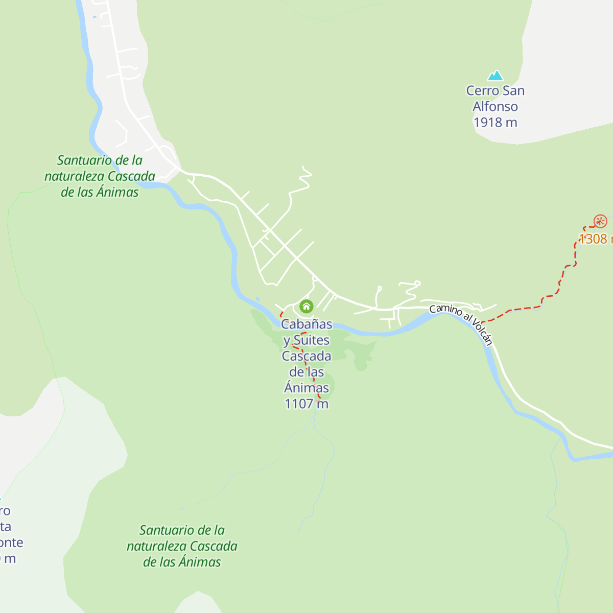 Cabañas y Suites Cascada de las Ánimas map