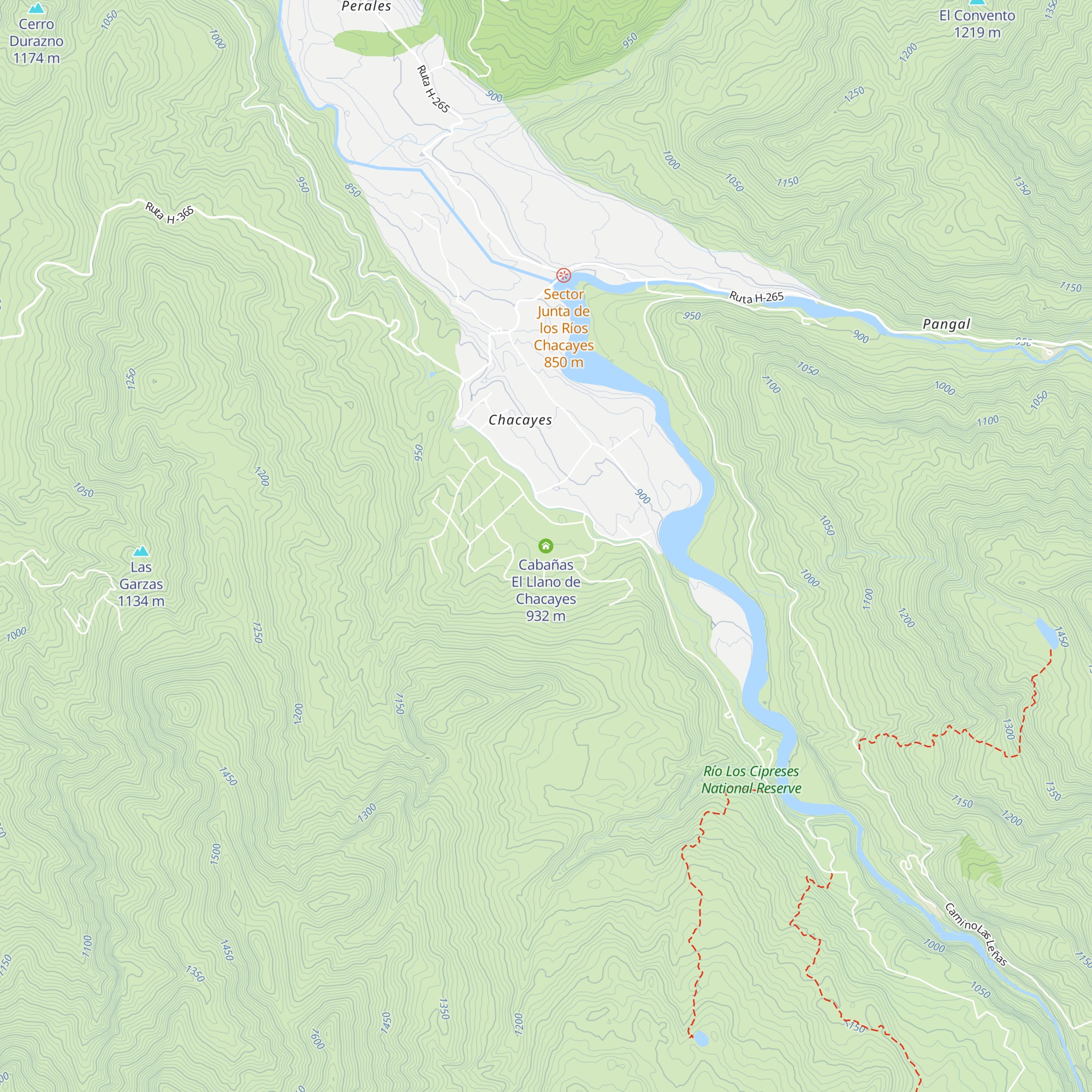 Cabañas El Llano de Chacayes map