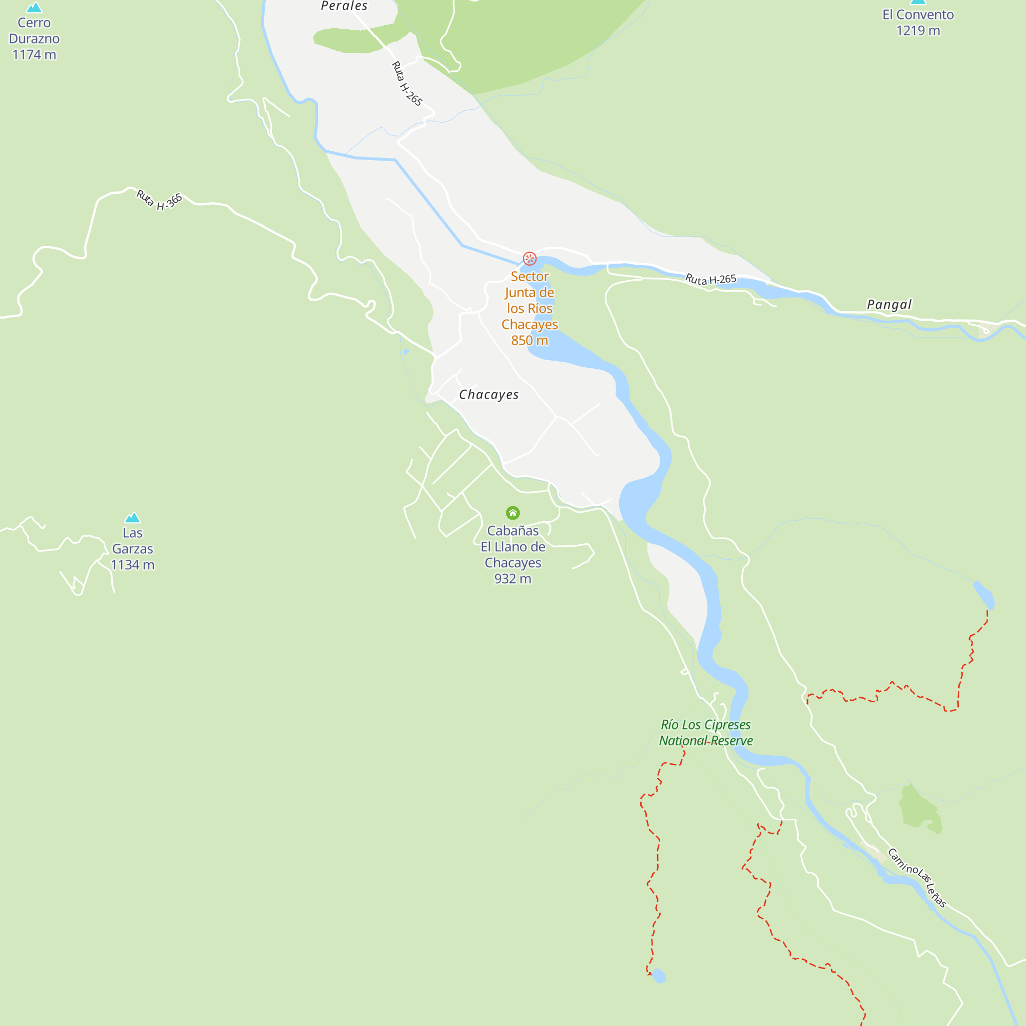 Cabañas El Llano de Chacayes map