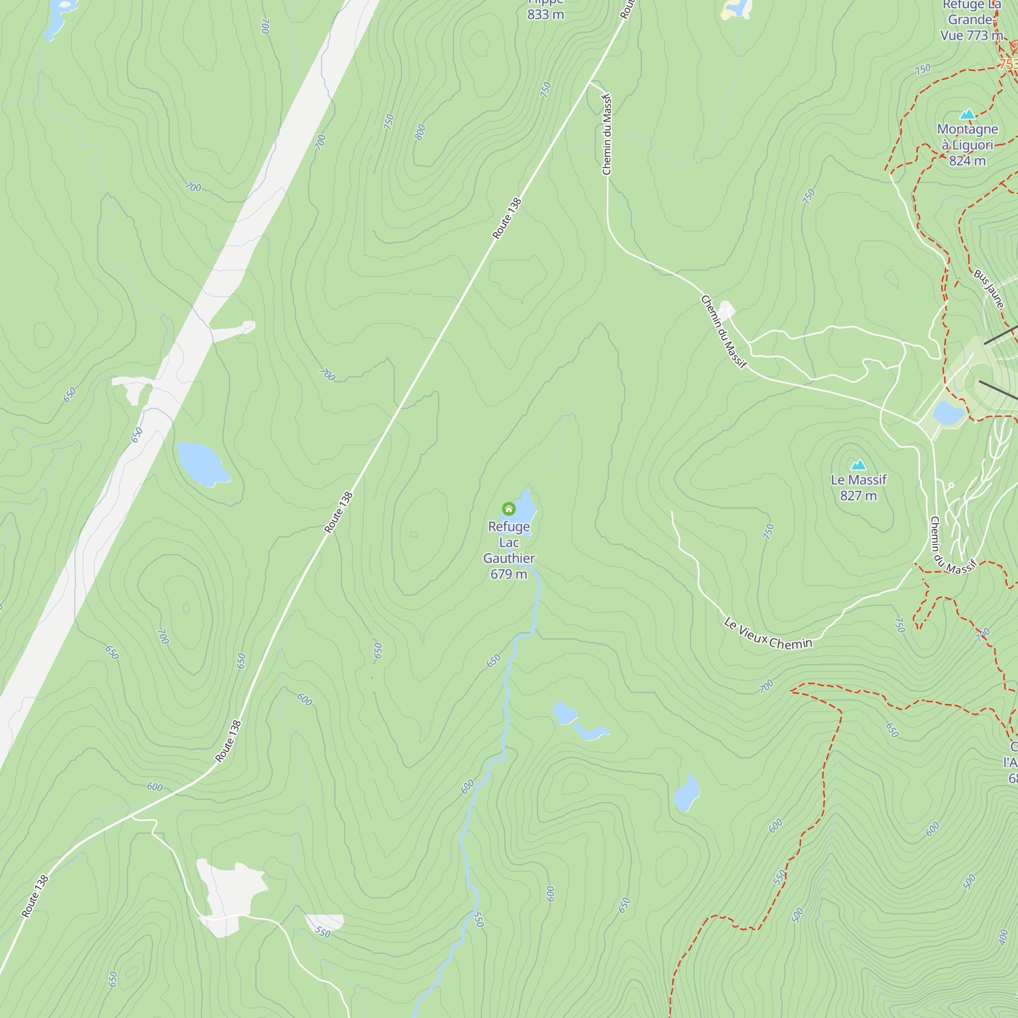 Refuge Lac Gauthier map
