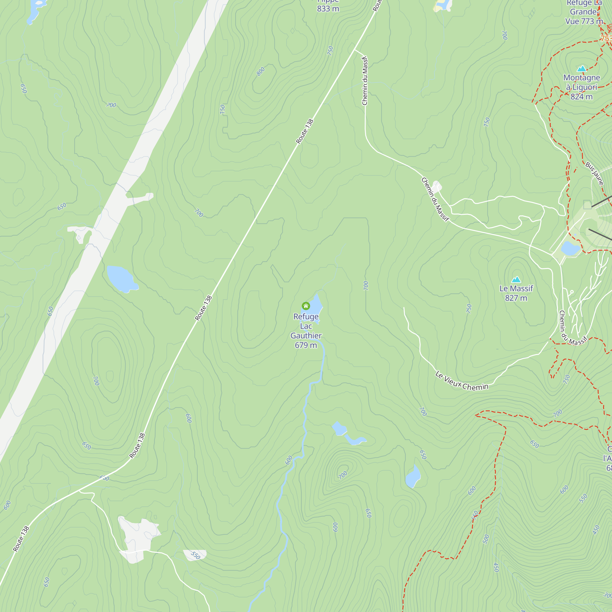 Refuge Lac Gauthier map