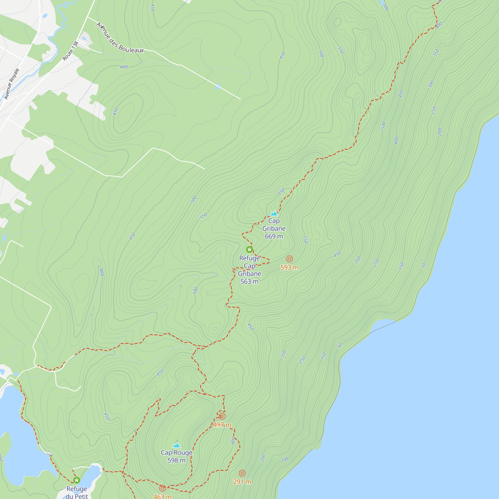 Refuge Cap Gribane map
