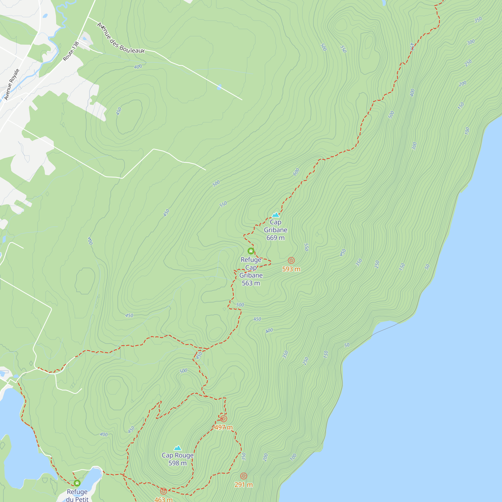 Refuge Cap Gribane map