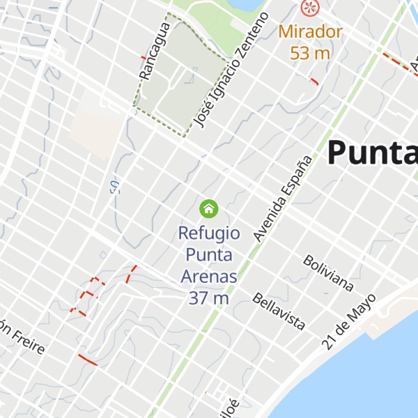 Map of Refugio Punta Arenas