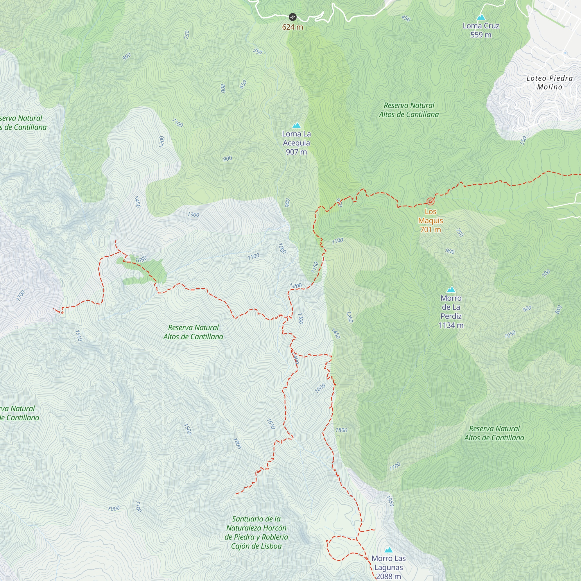 Refugio Puerta del Espino map