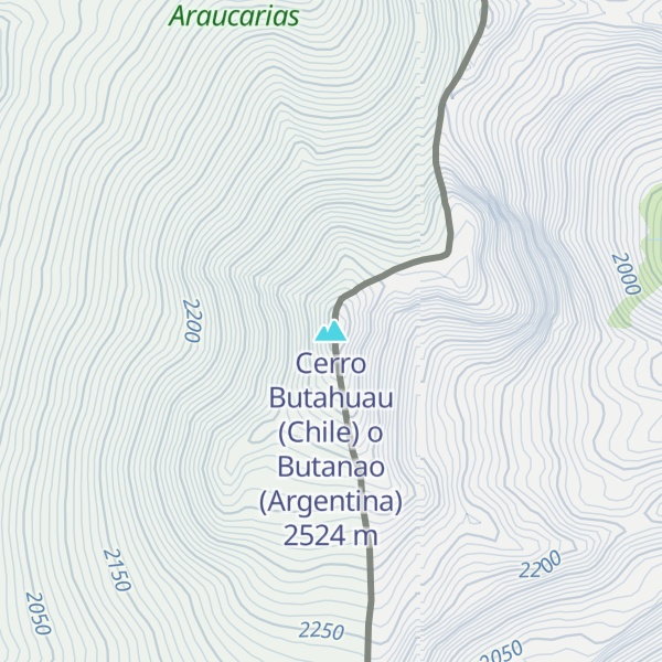 Map of Cerro Butahuau (Chile) o Butanao (Argentina)