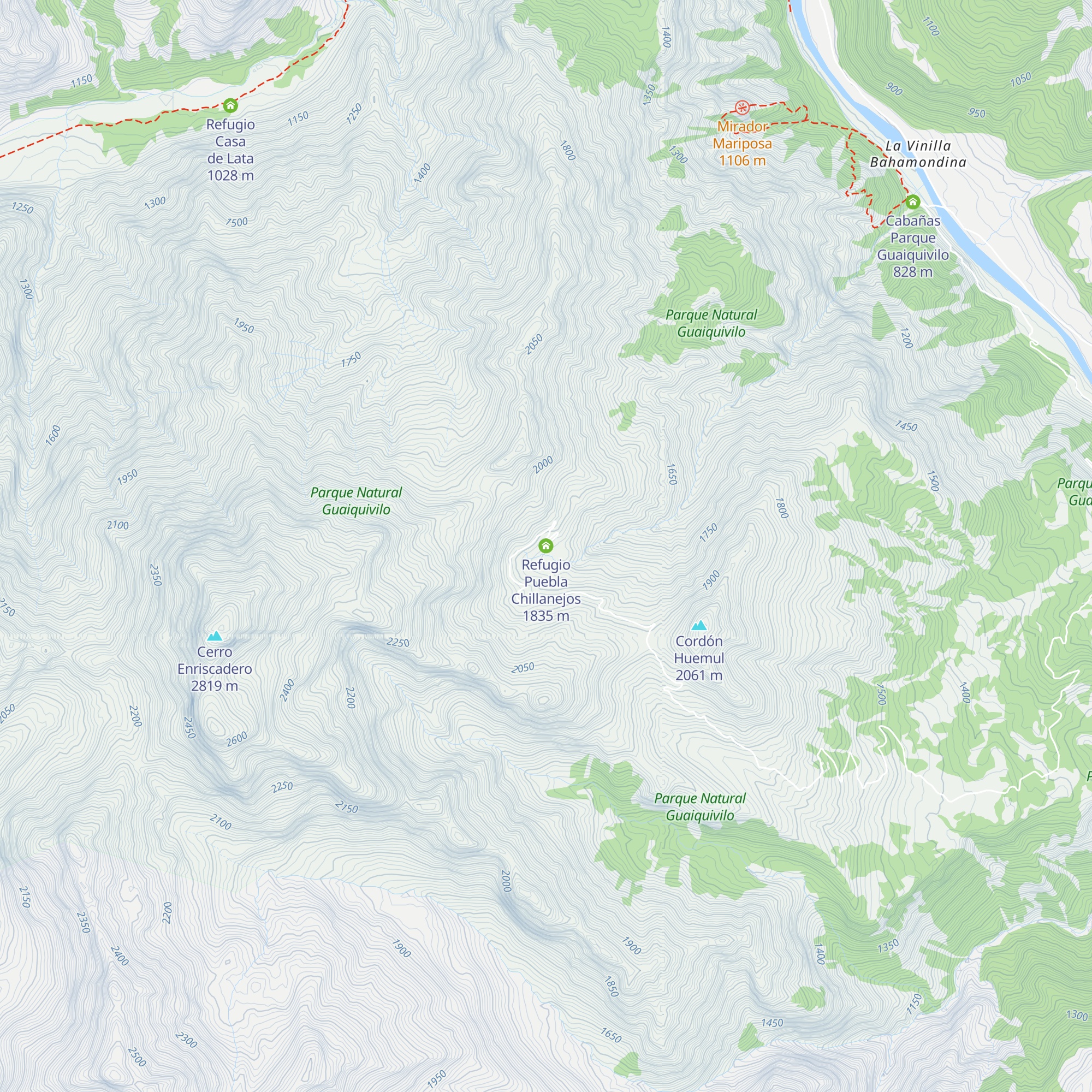 Refugio Puebla Chillanejos map