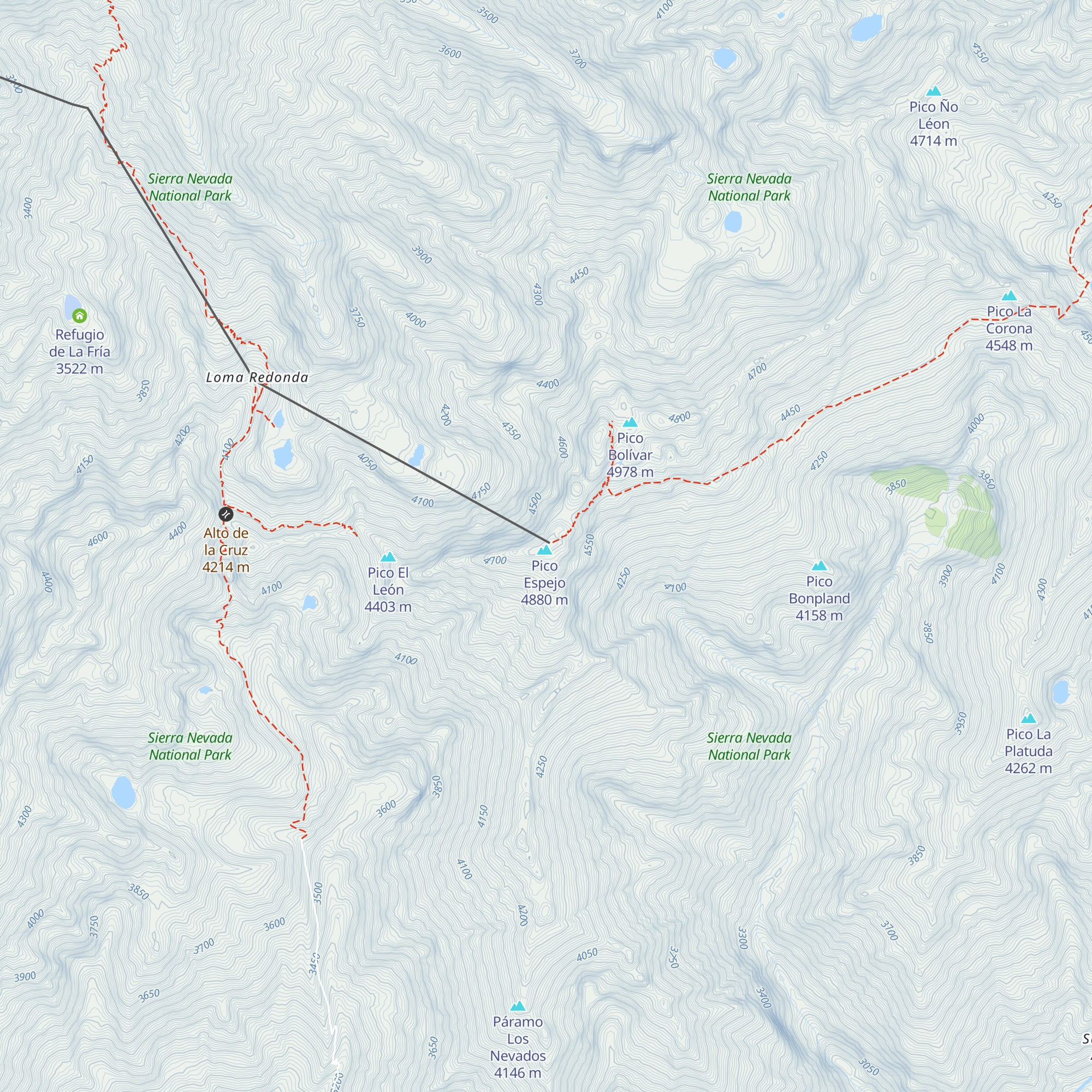 Refugio Pico Espejo map