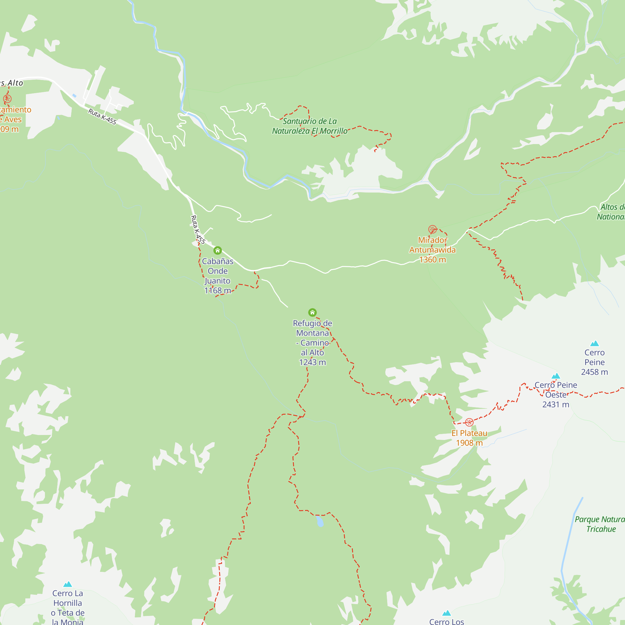 Refugio de Montana - Camino al Alto map