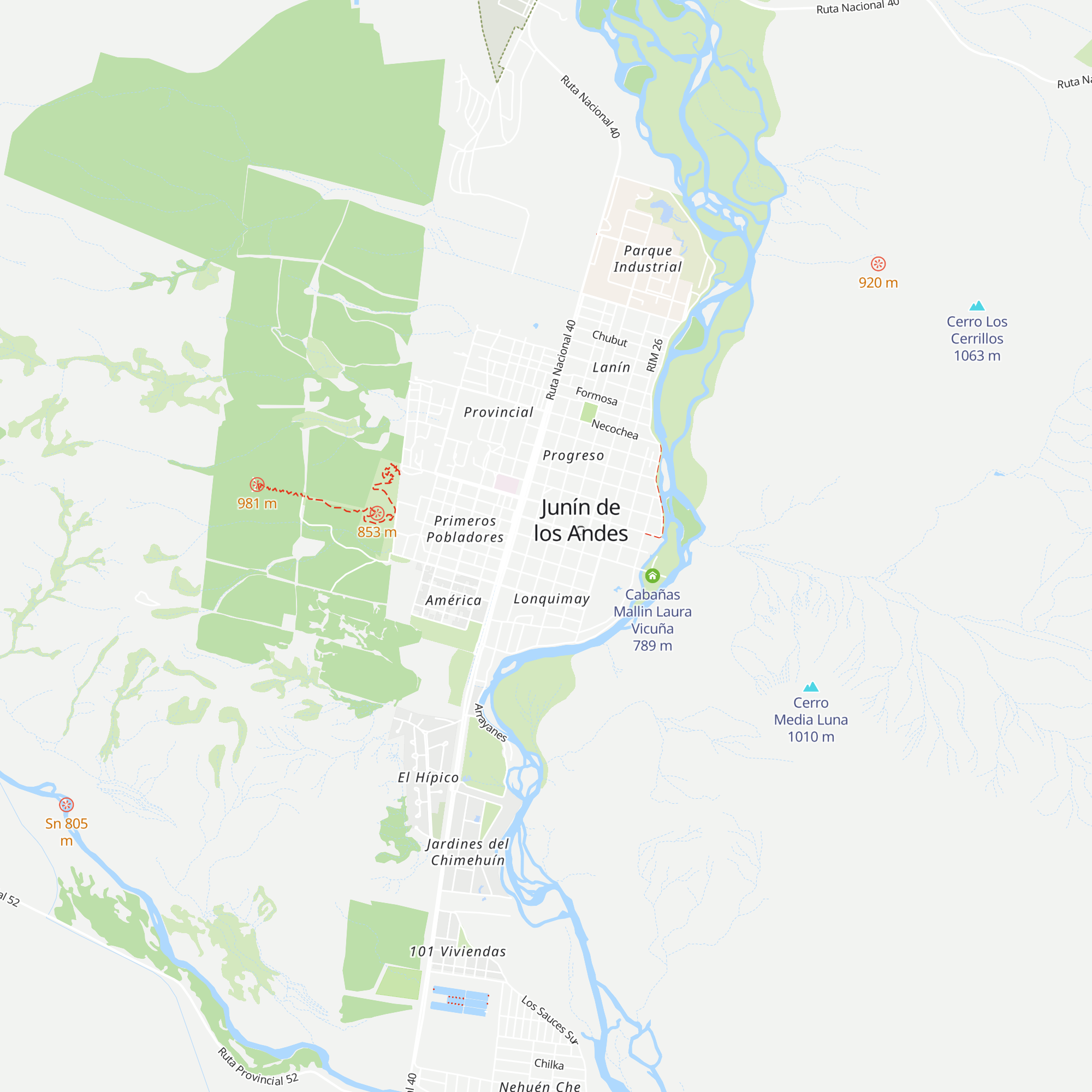 Cabañas Malleo map