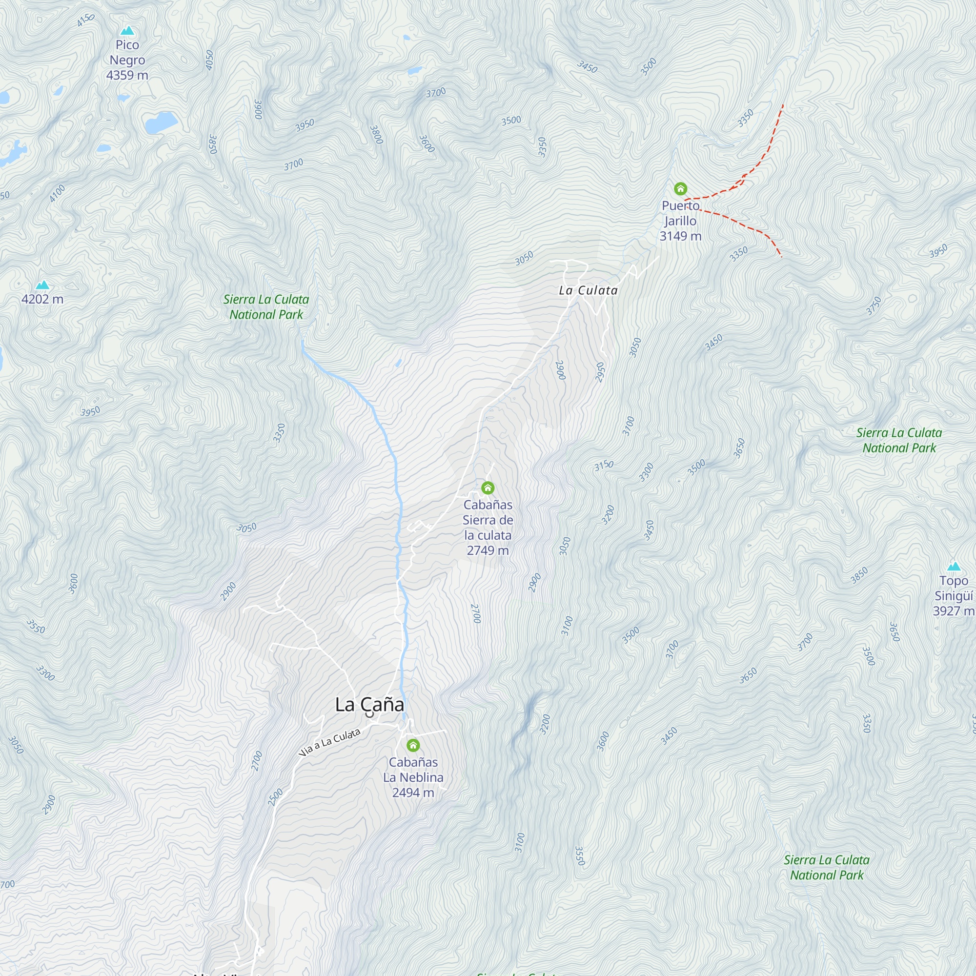 Cabañas Sierra de la culata map