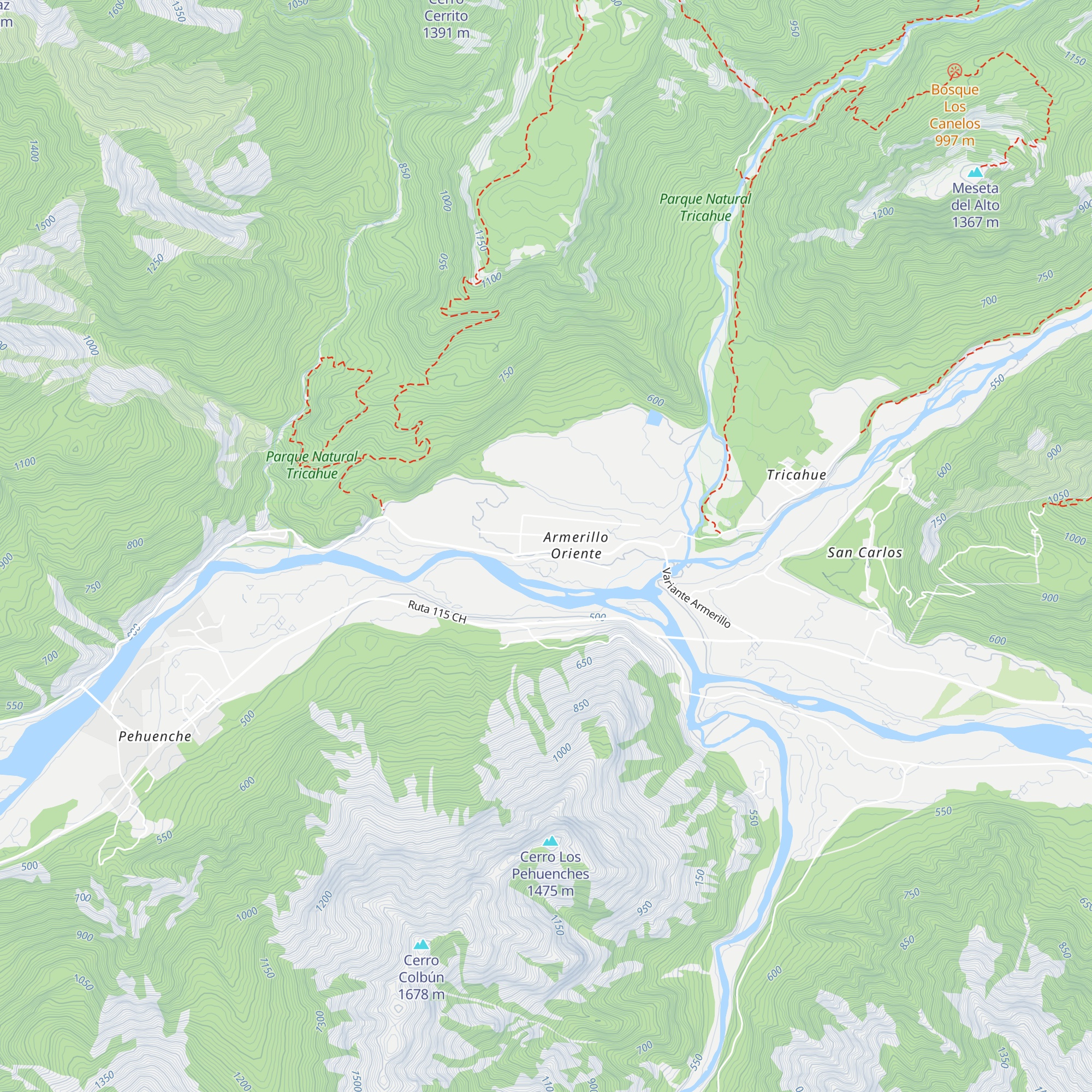 Refugio Tricahue map