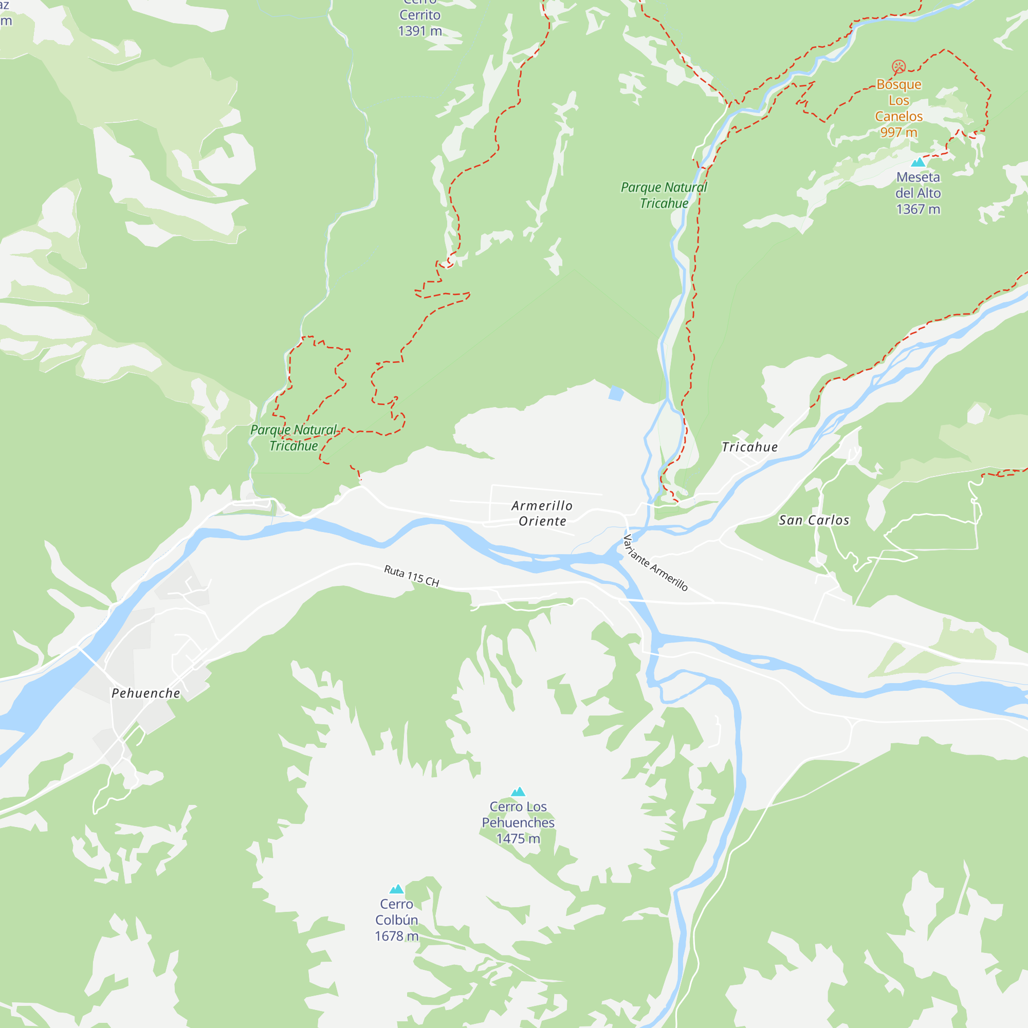 Refugio Tricahue map