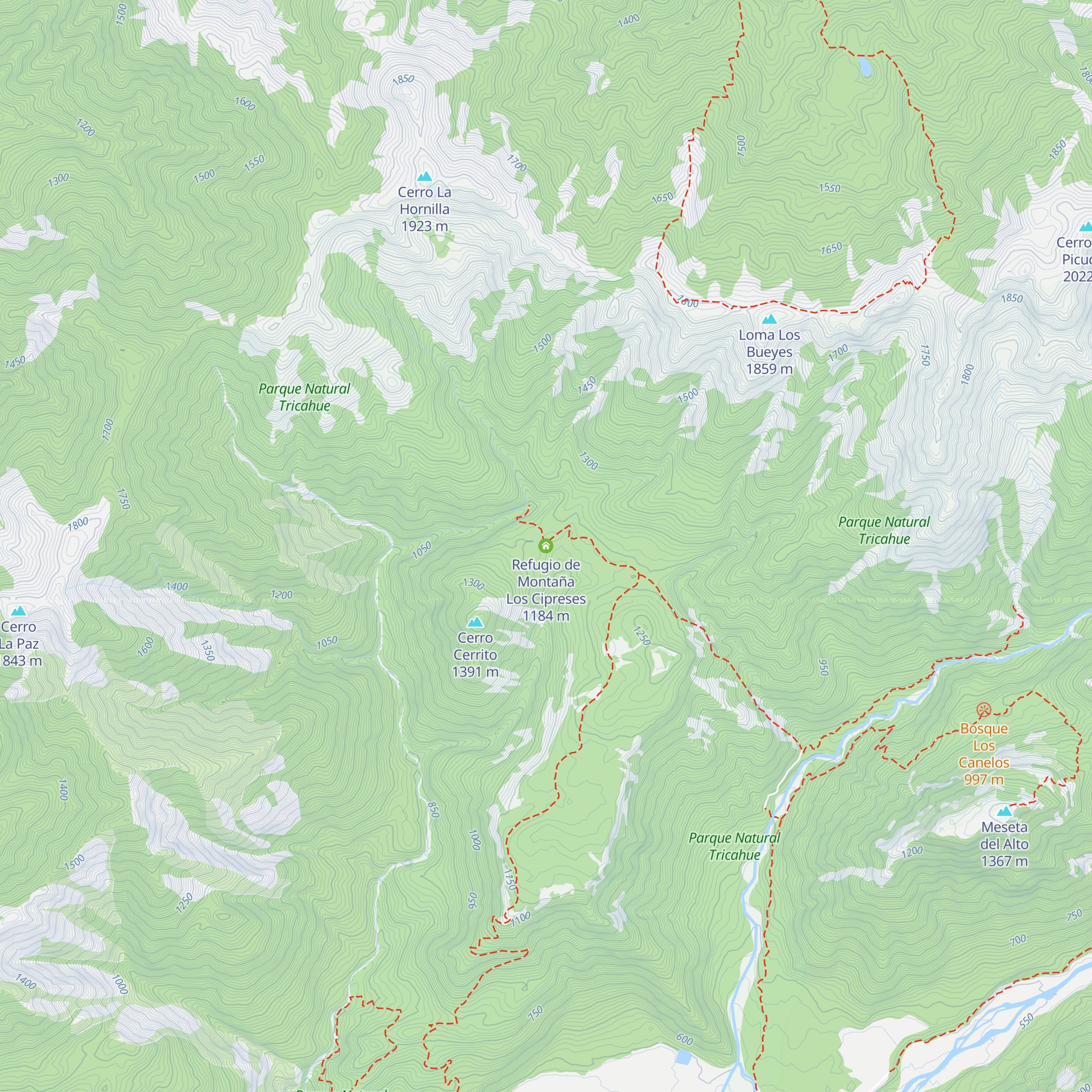 Refugio de Montaña Los Cipreses map