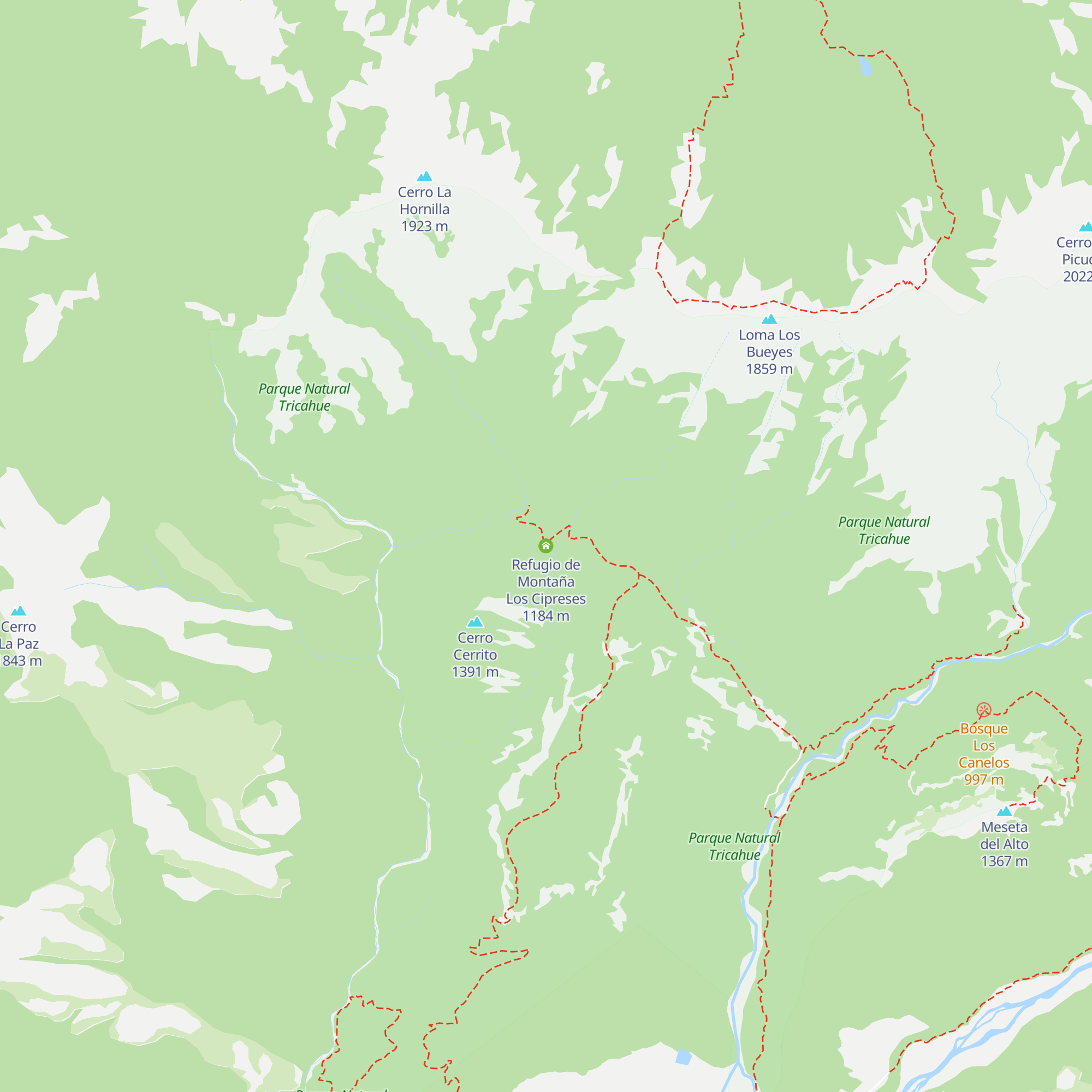 Refugio de Montaña Los Cipreses map
