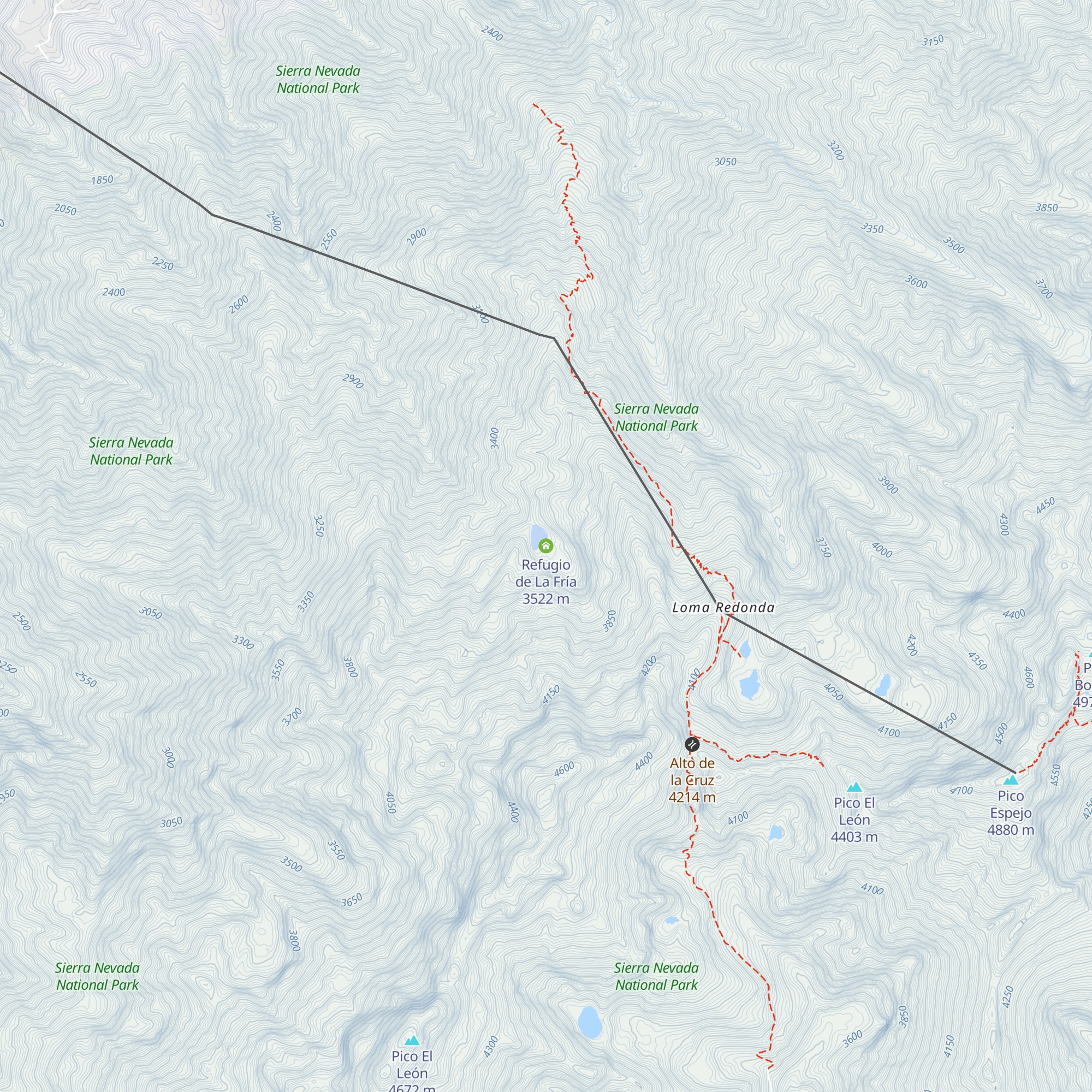 Refugio de La Fría map