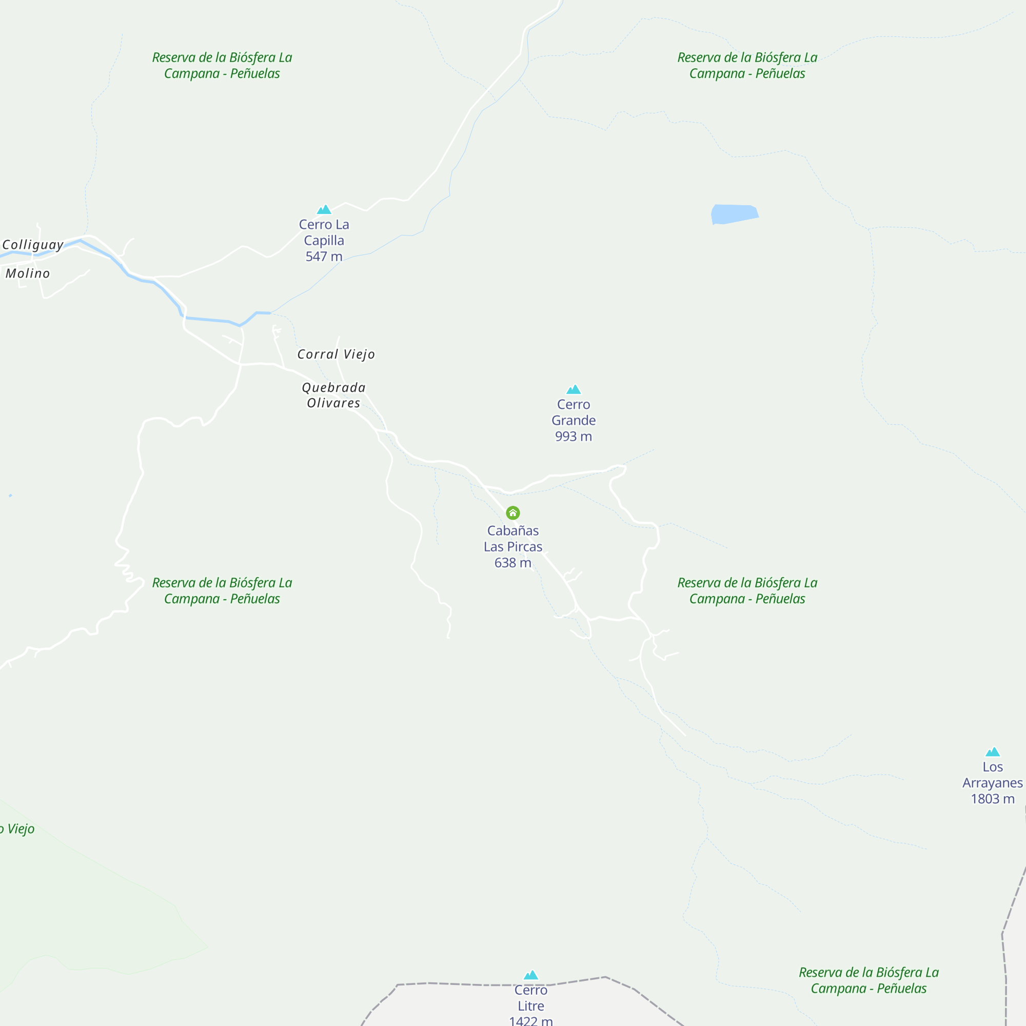 Cabañas Las Pircas map