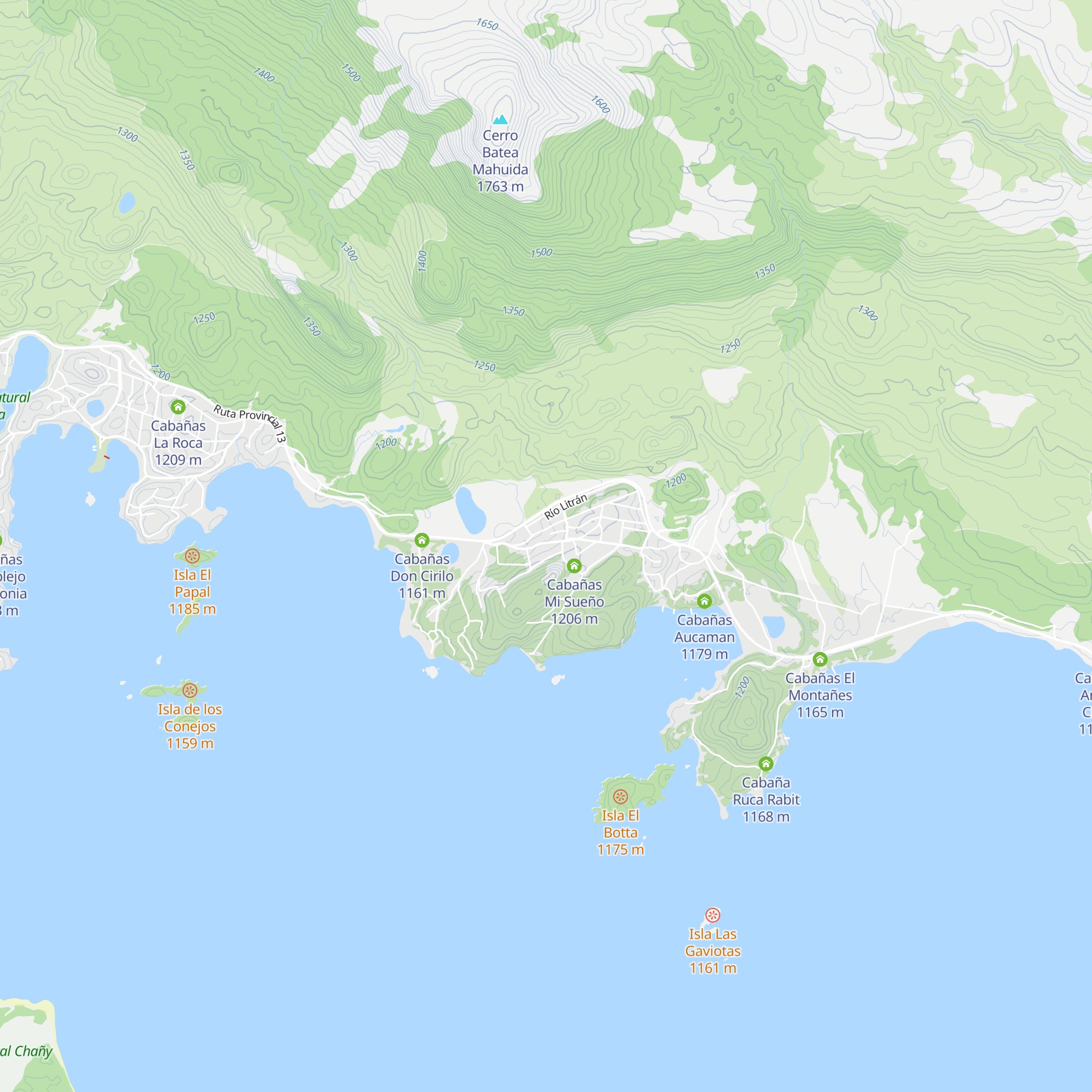 Cabañas Greta map