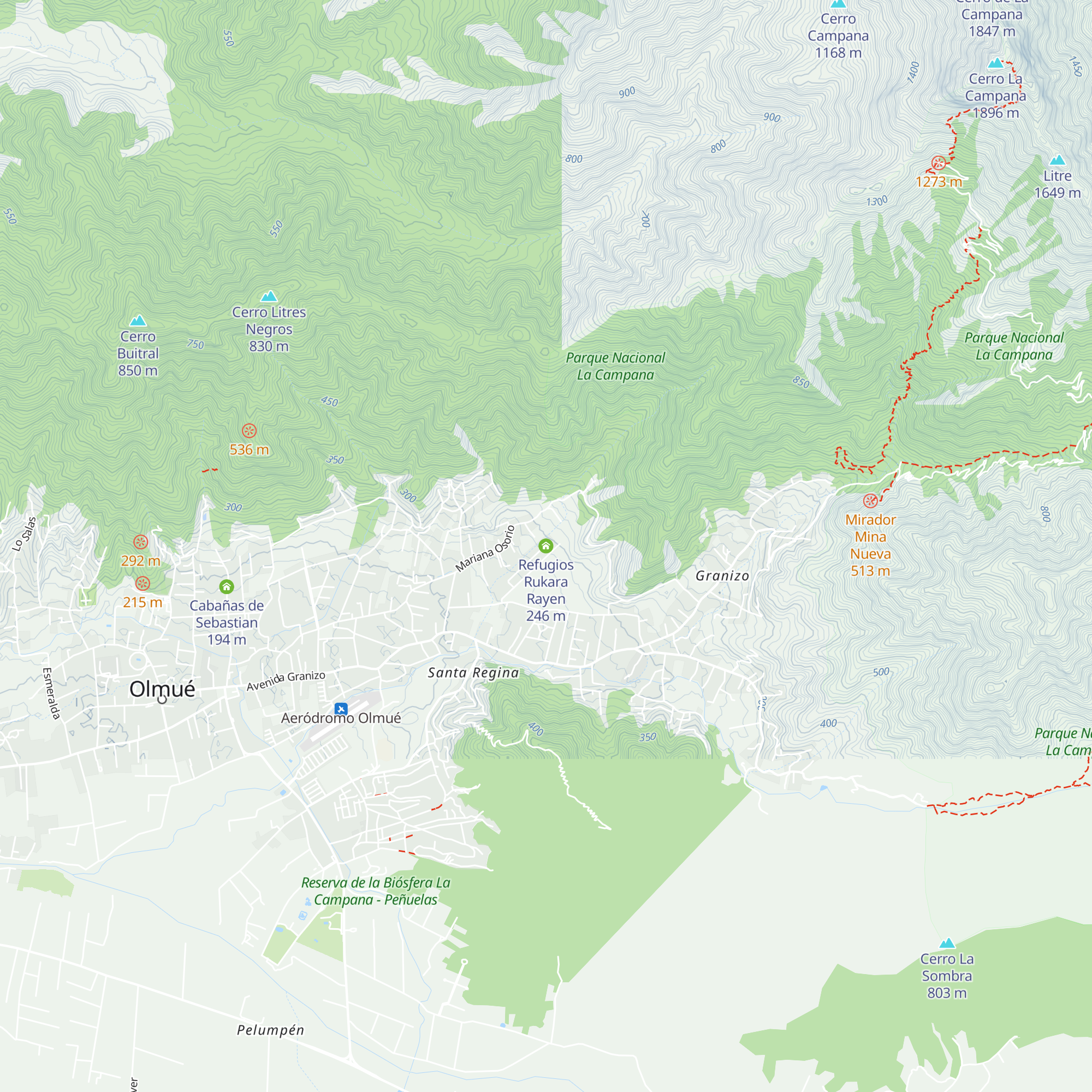 Refugios Rukara Rayen map