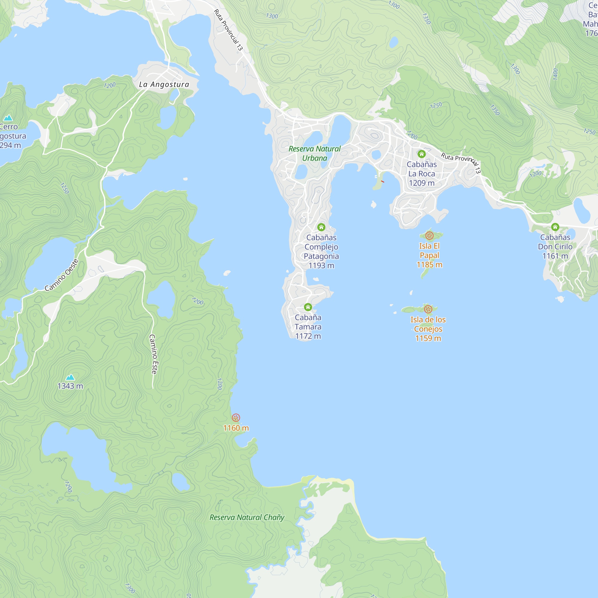 Cabaña pehuenia map