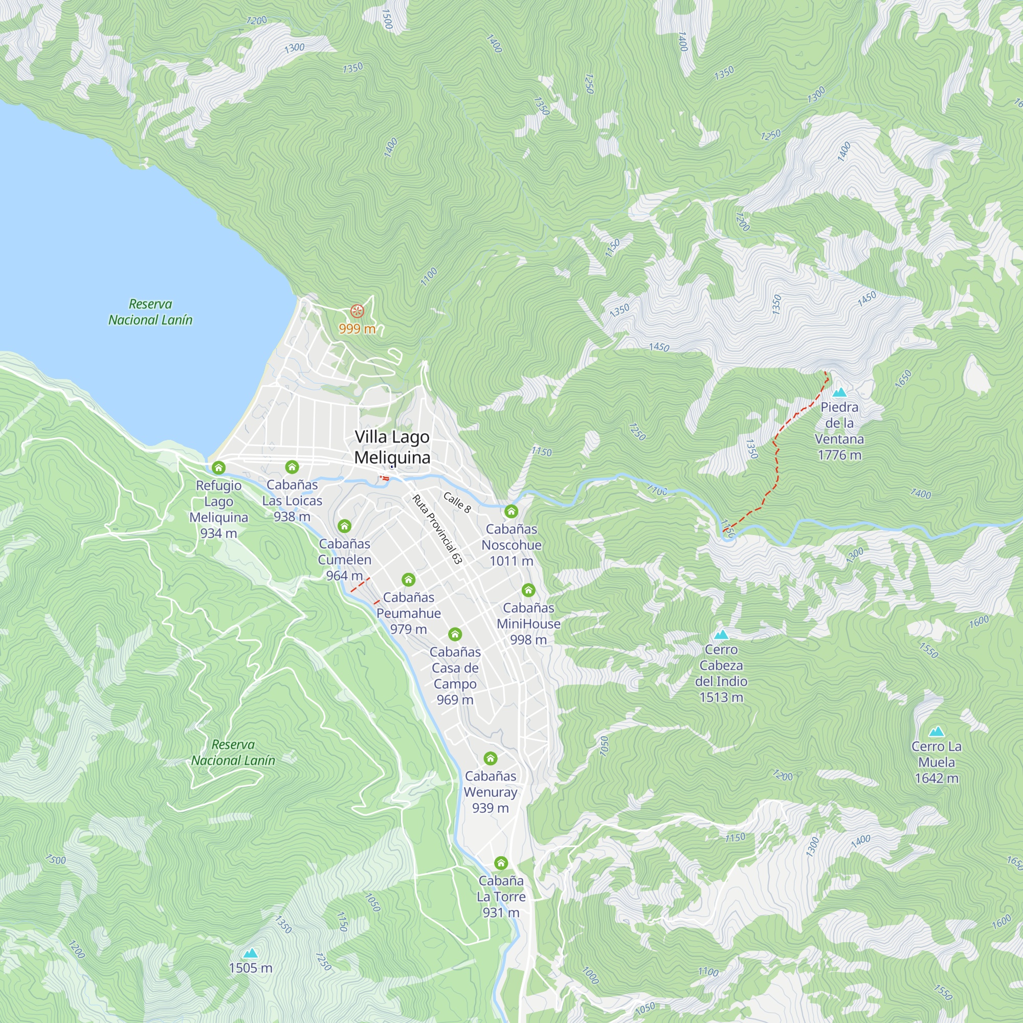 Cabañas Noscohue map