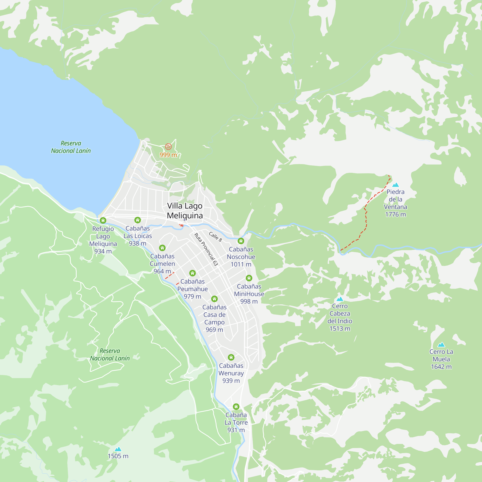 Cabañas Noscohue map