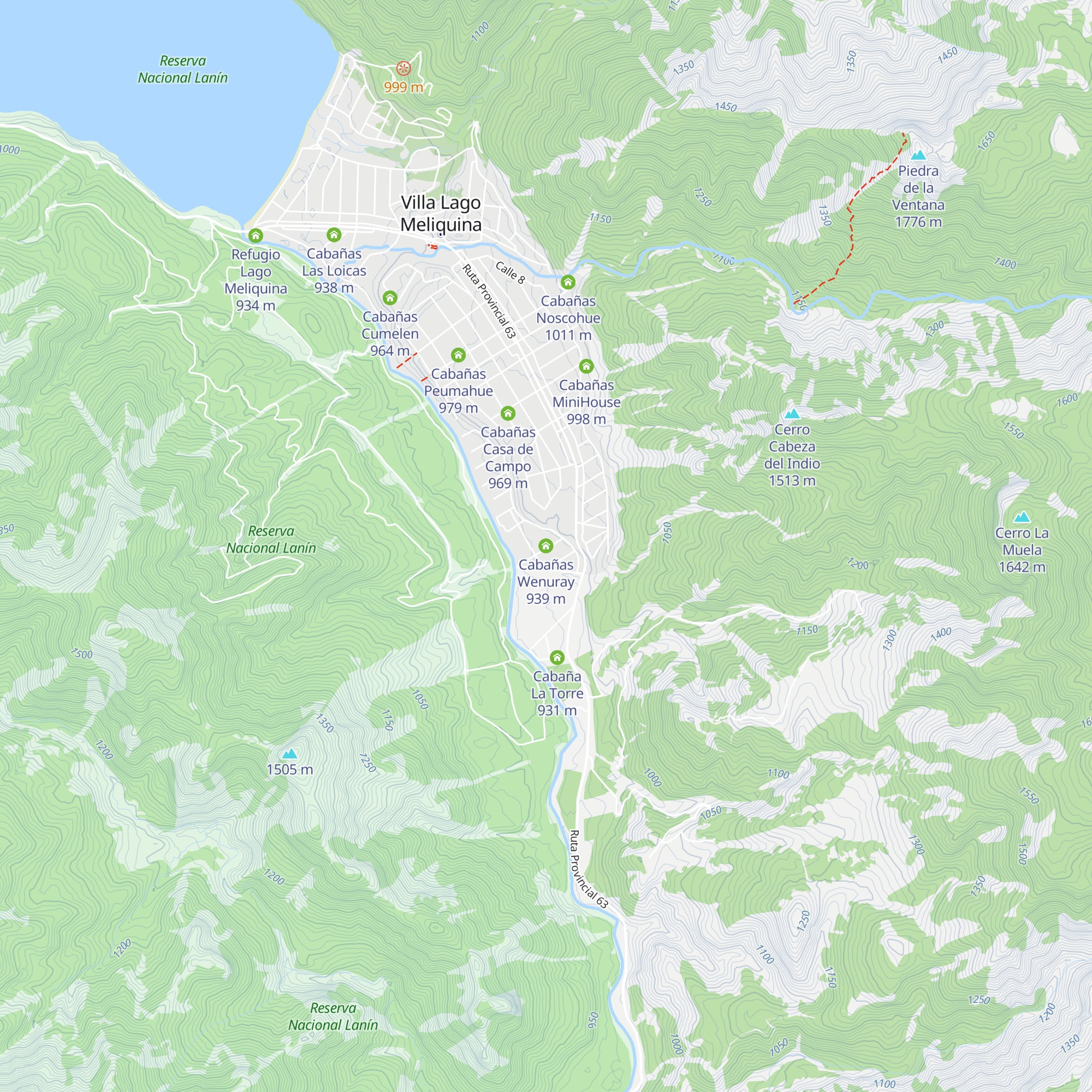 Cabañas Wenuray map