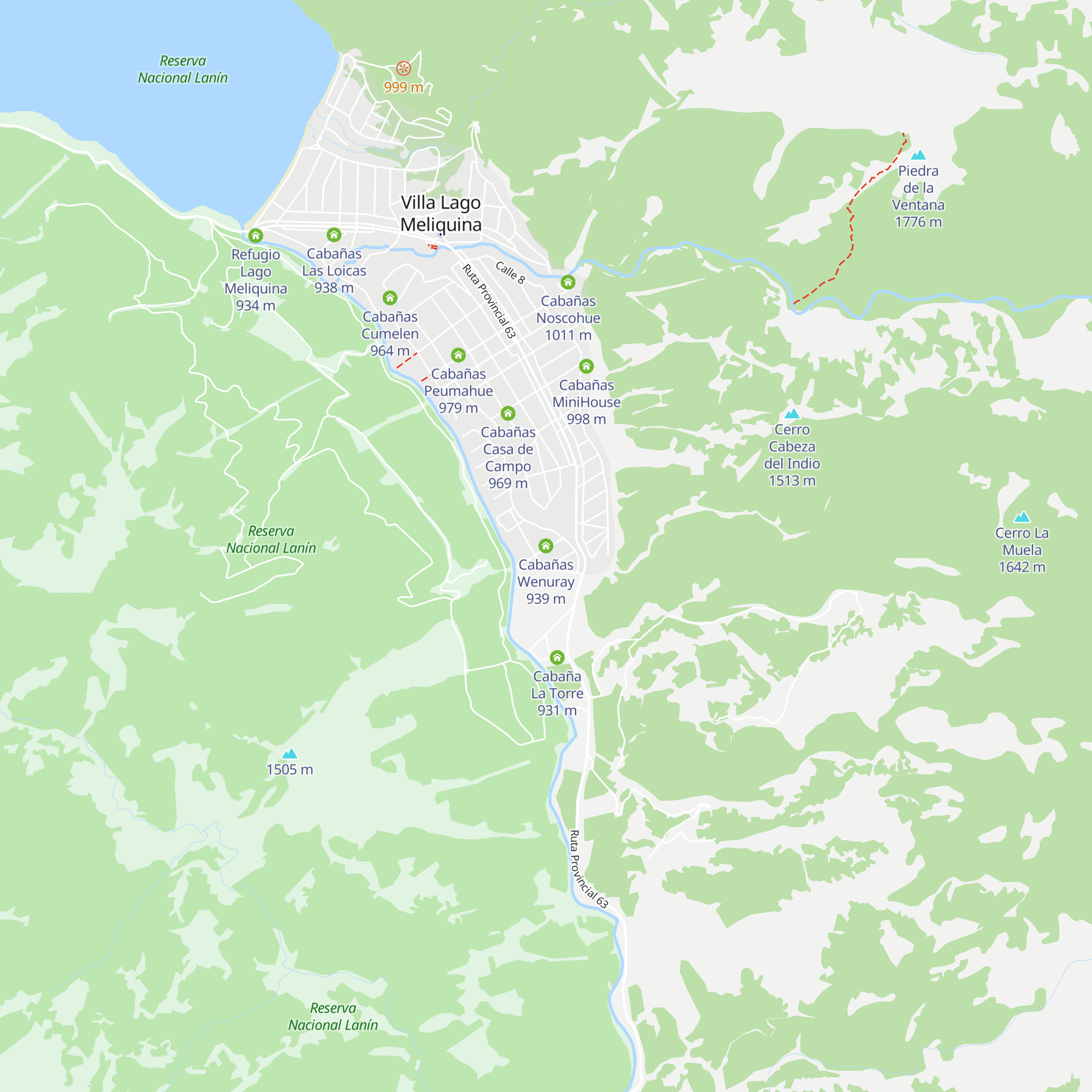 Cabañas Wenuray map