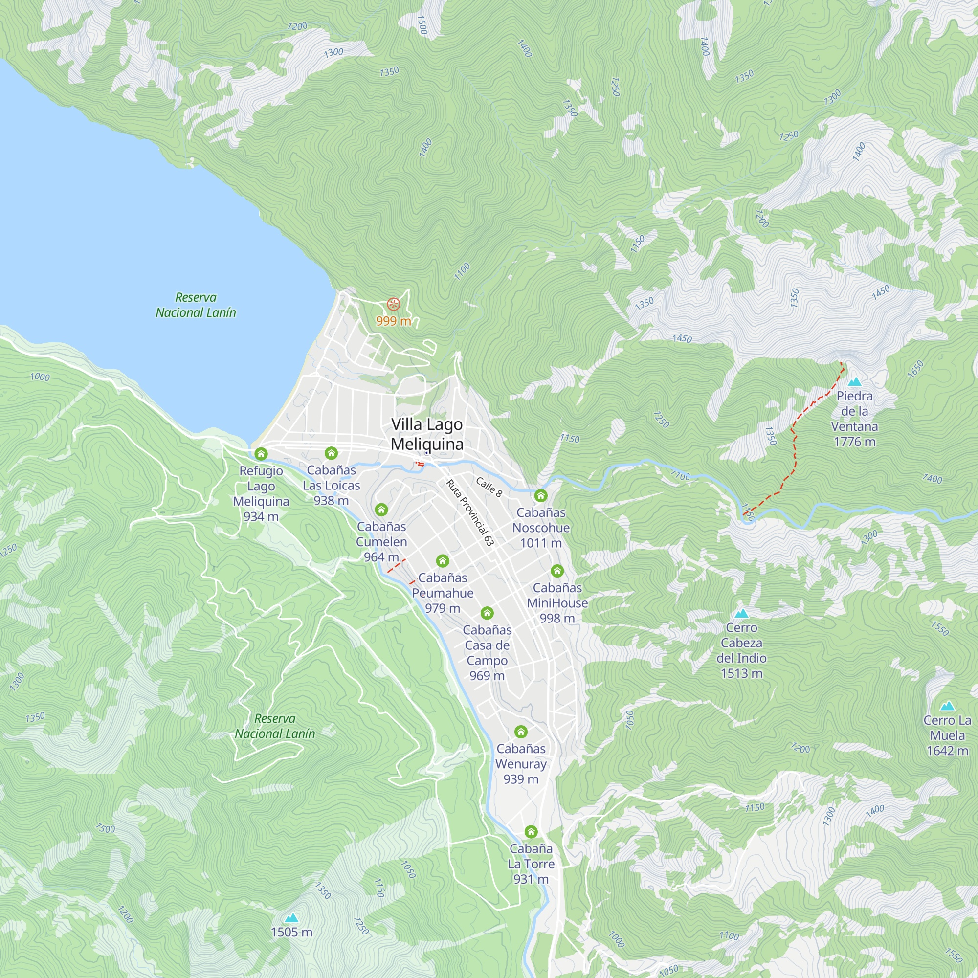 Cabañas Meliyal map