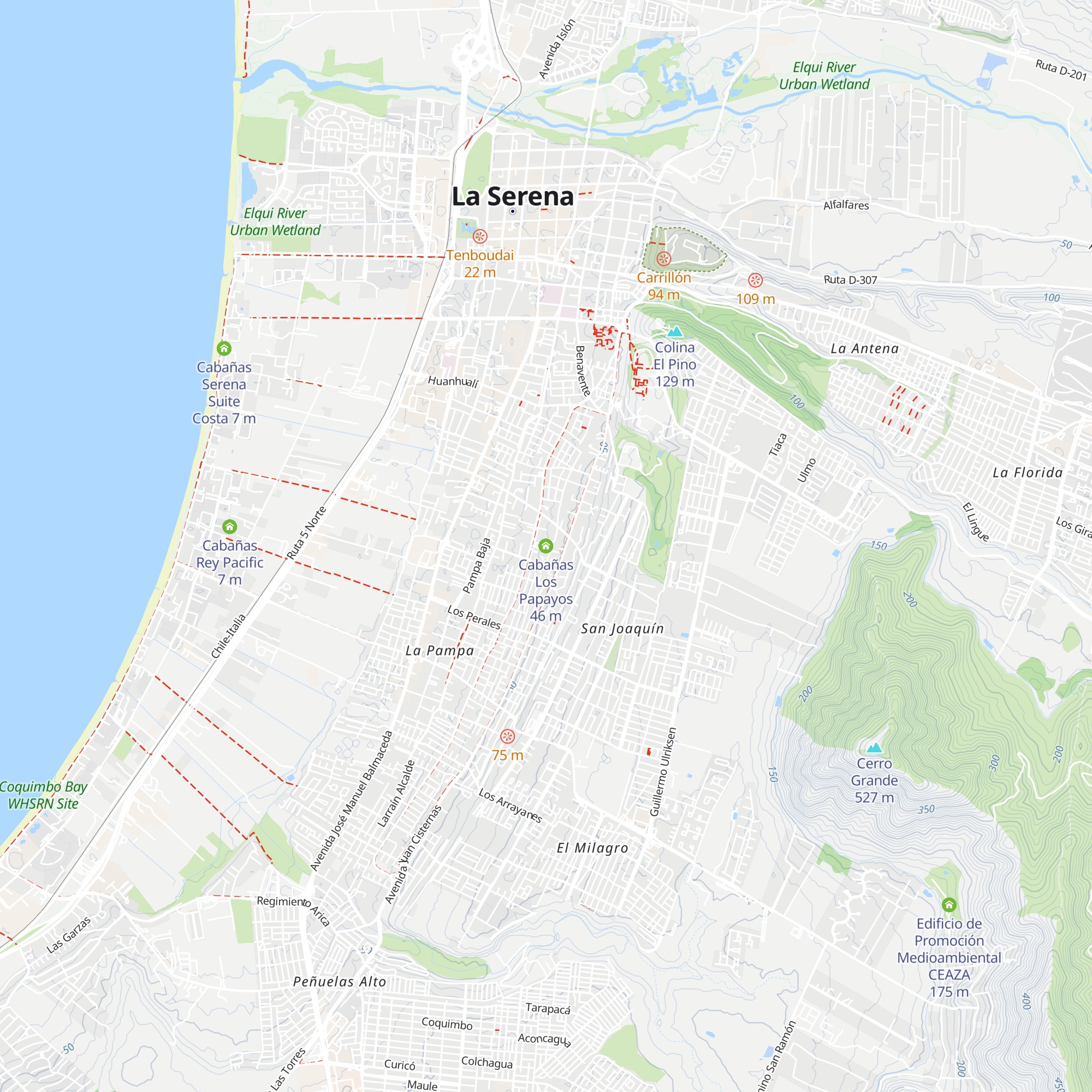 Cabañas Los Papayos map