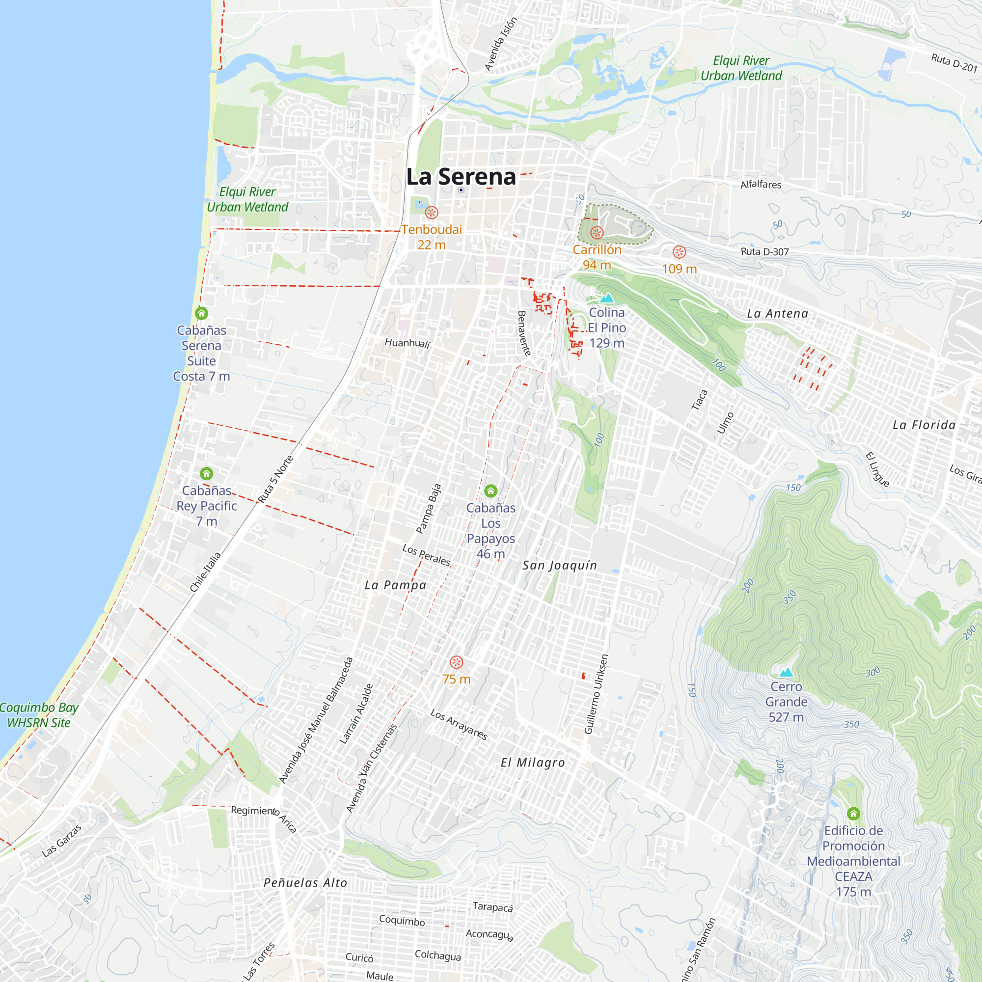 Cabañas Los Papayos map