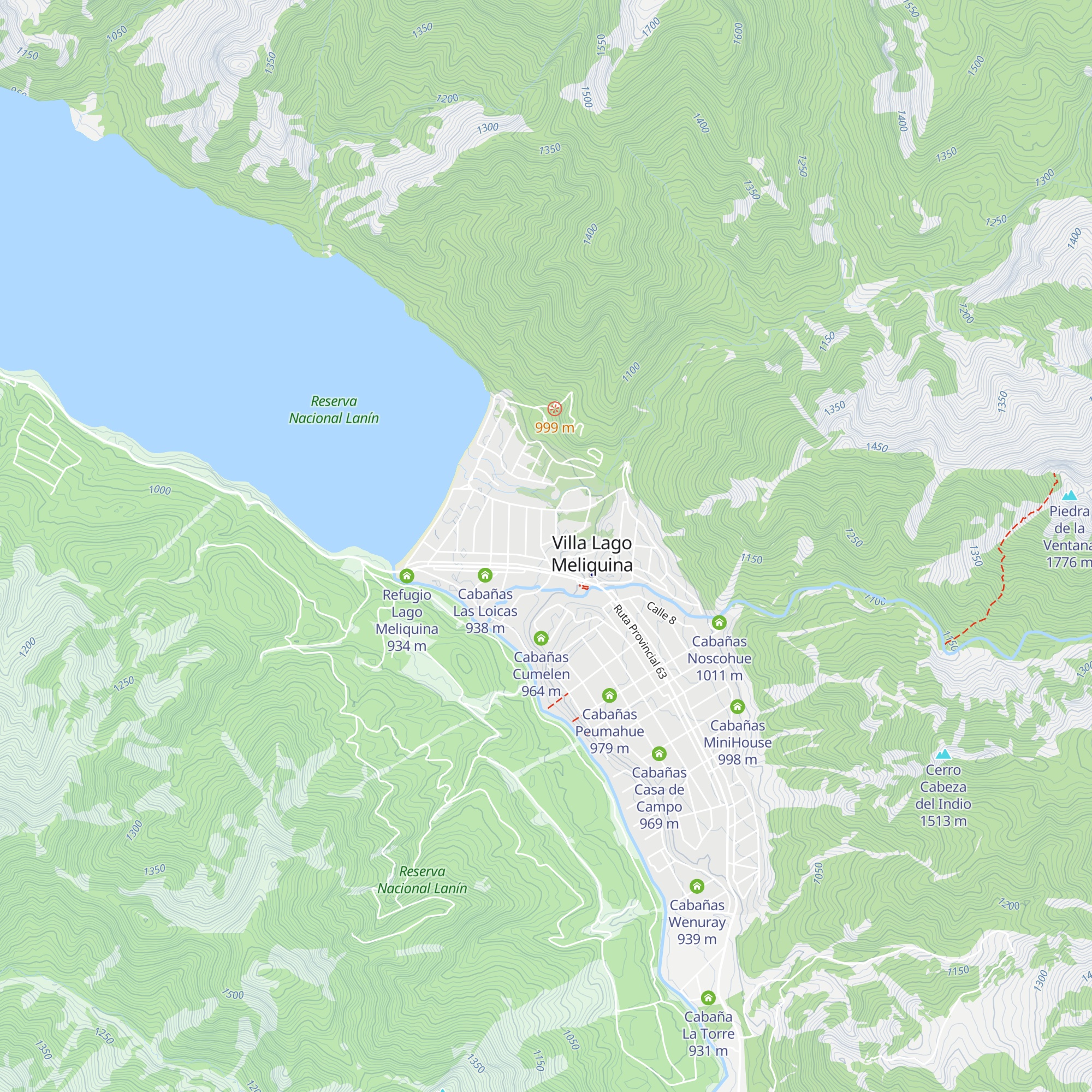 Cabañas Huepull map