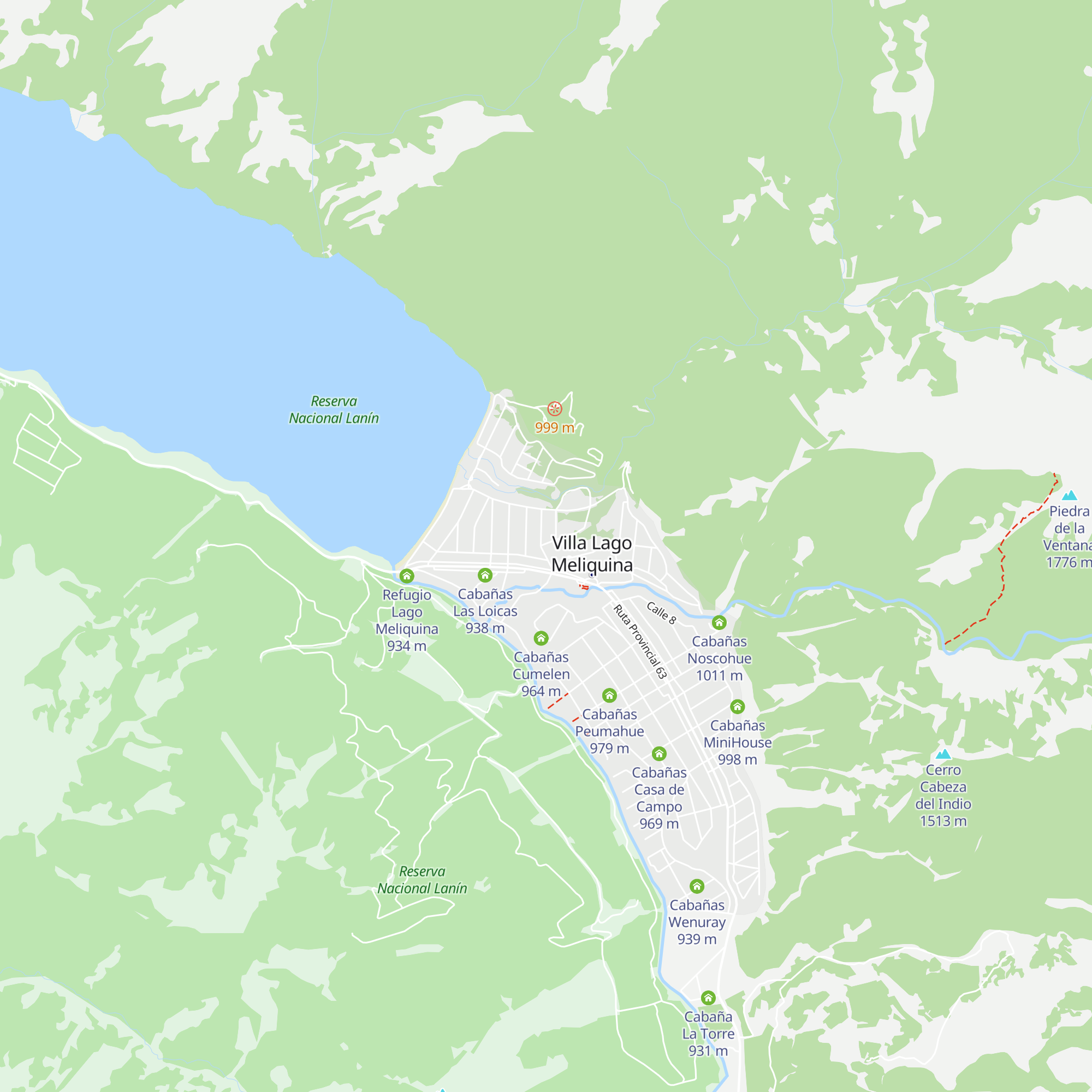 Cabañas Huepull map
