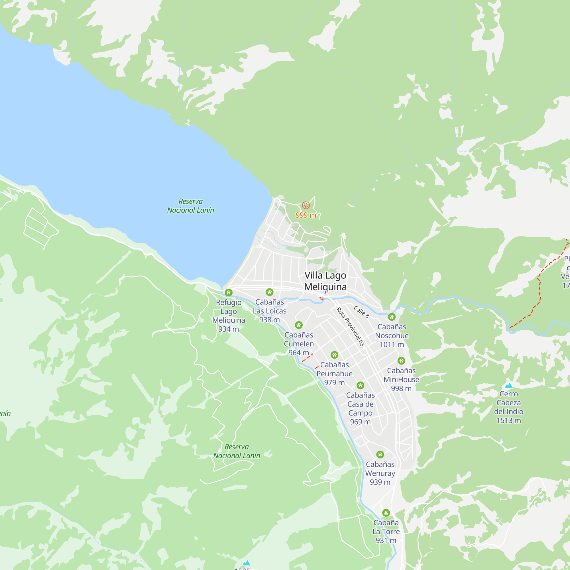 Cabañas Peumayen map