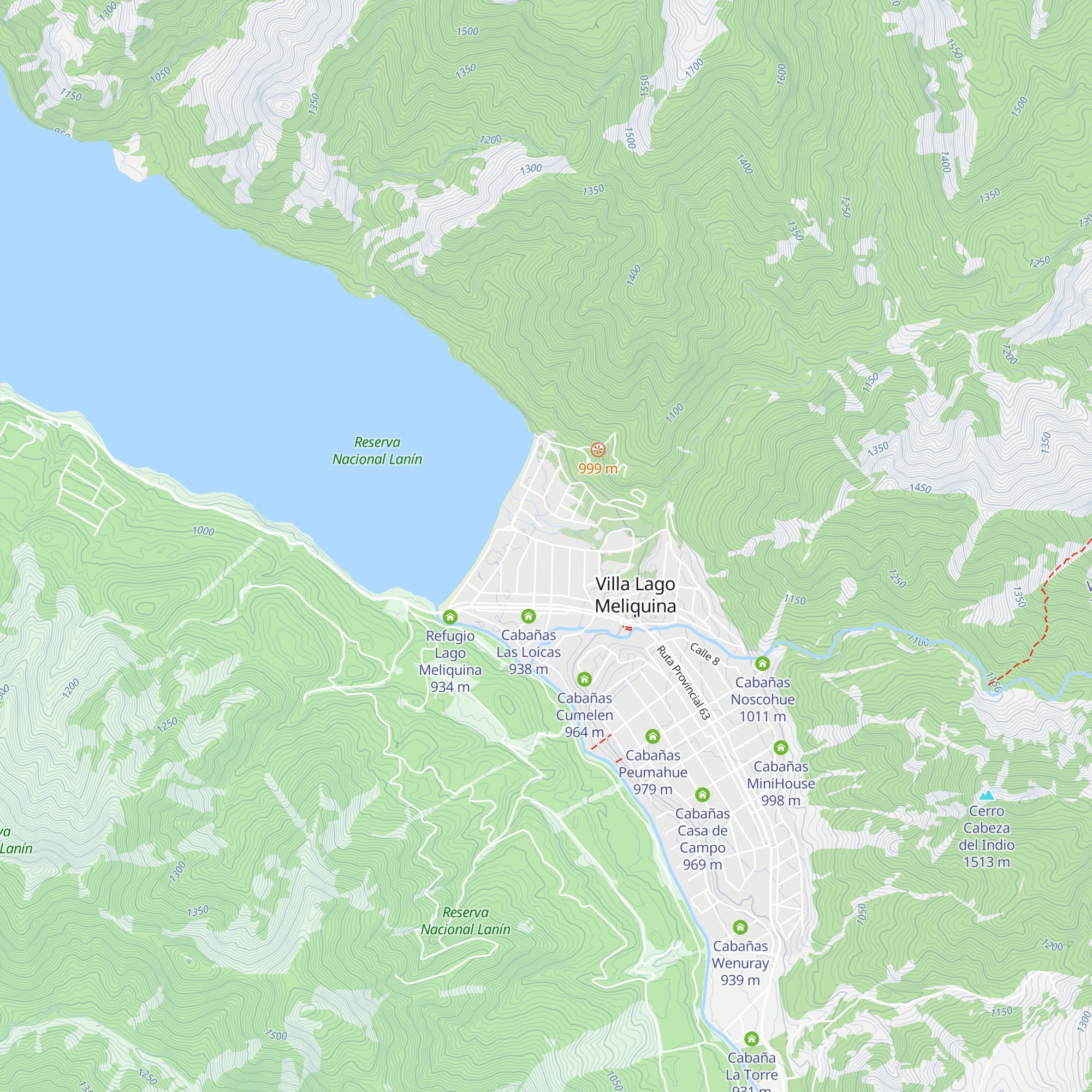 Cabañas Meliquina map